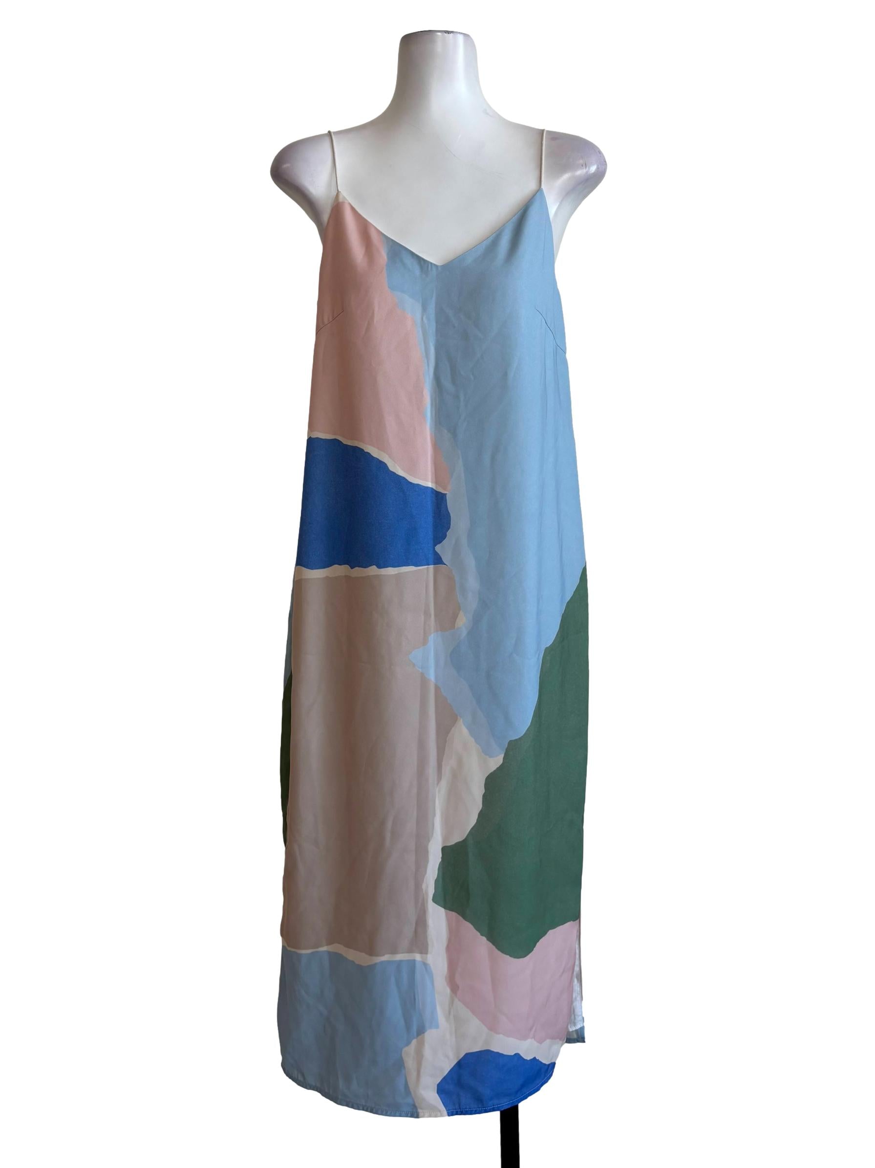 Pastel Abstract Spaghetti Strap Straight Dress