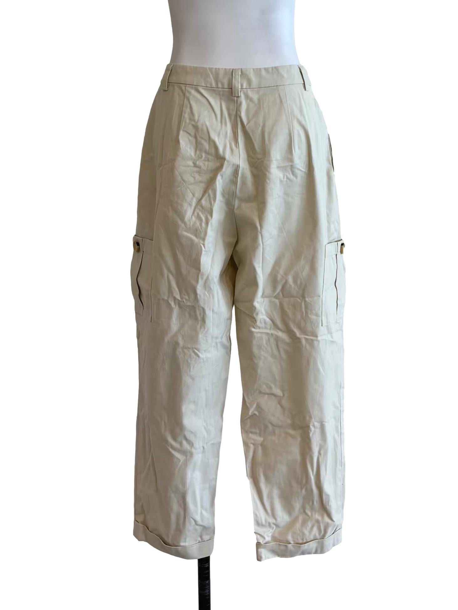 Parchment White Slim Fit Ankle Pants