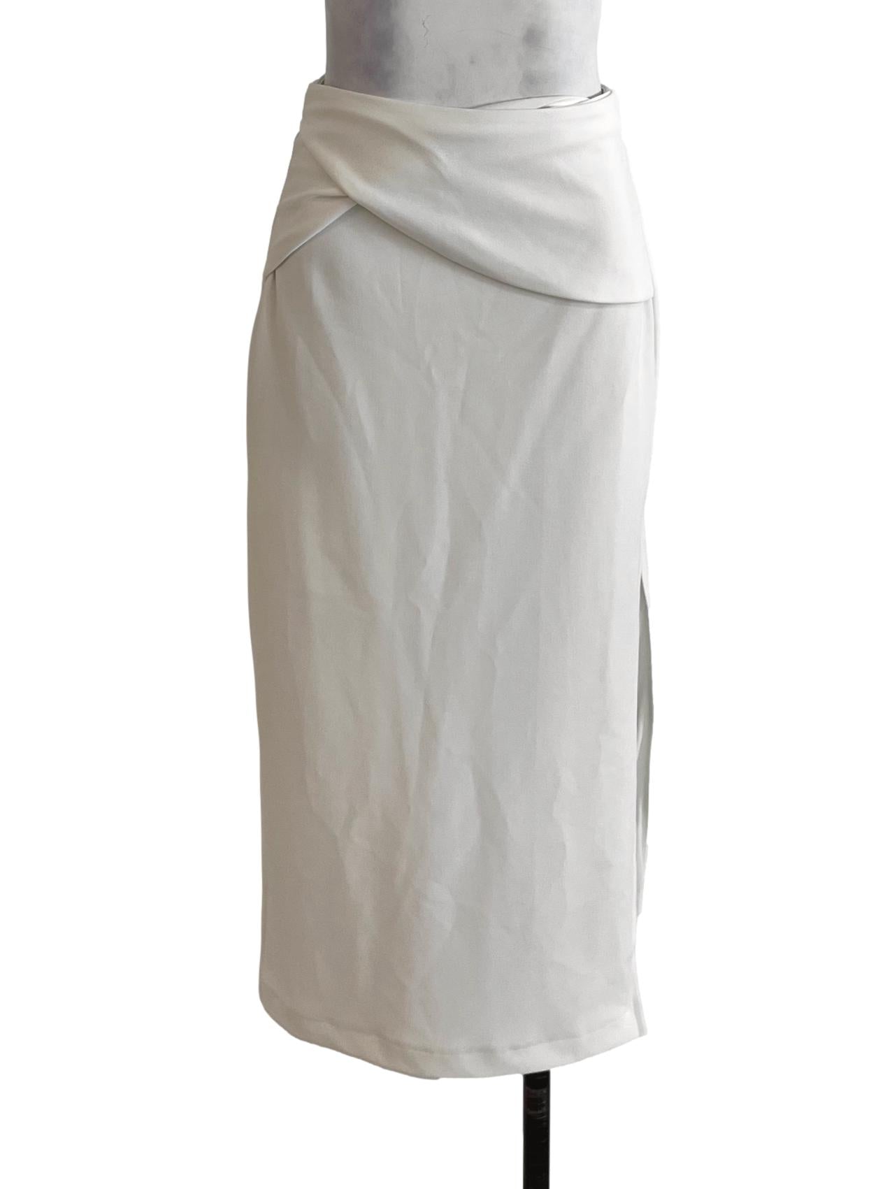 White High-Waisted A-Line Skirt
