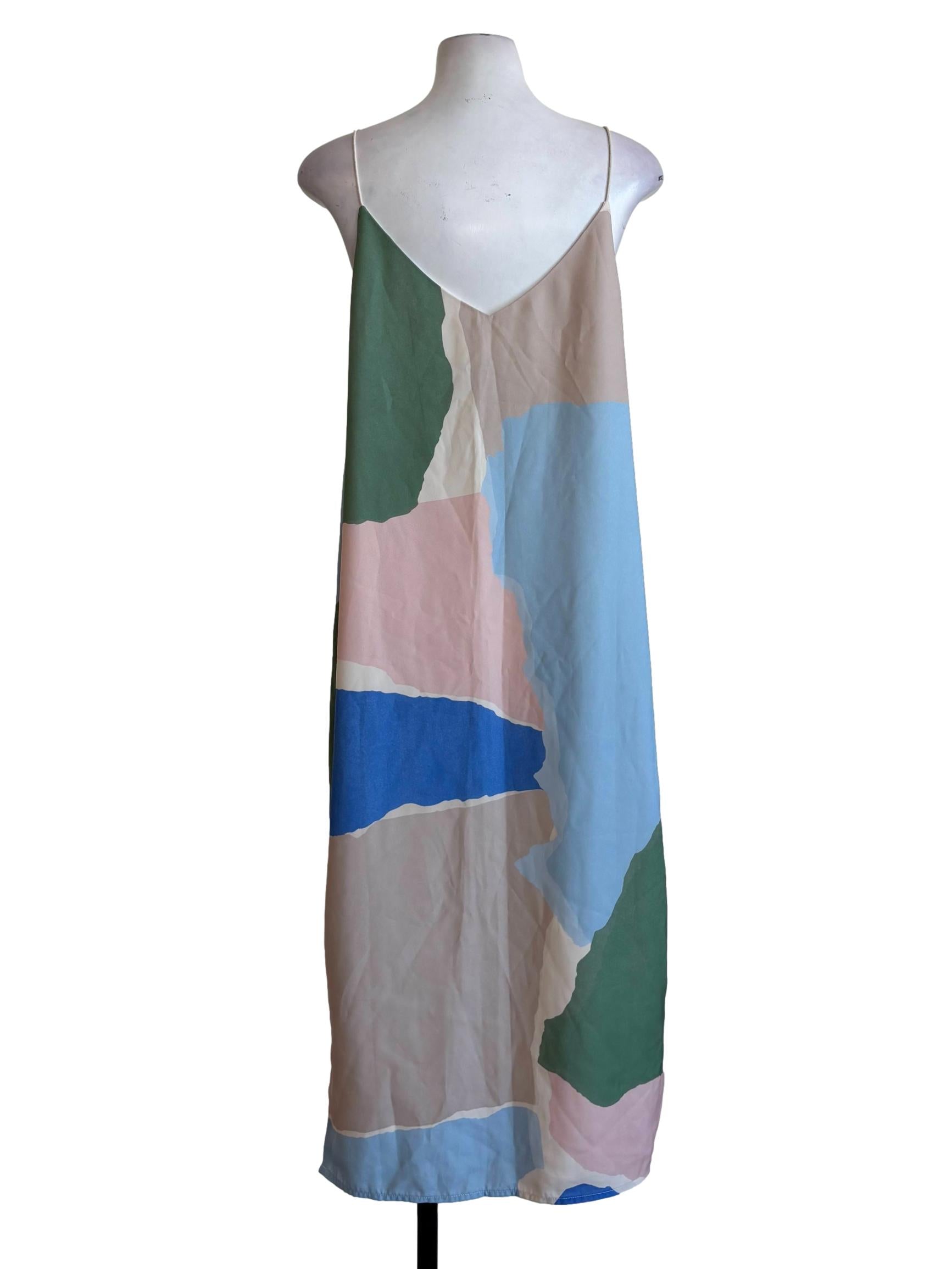 Pastel Abstract Spaghetti Strap Straight Dress