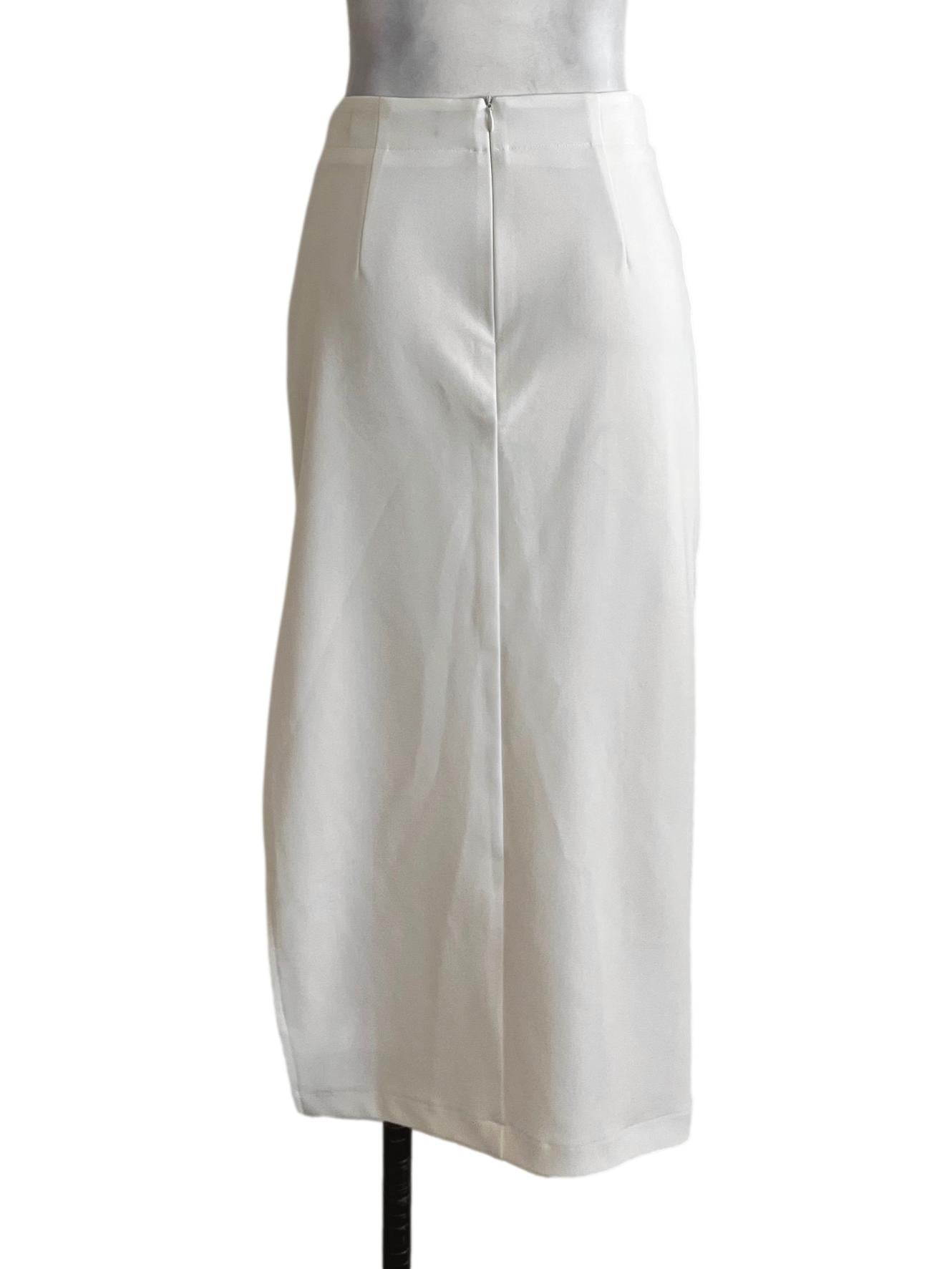 White High-Waisted A-Line Skirt