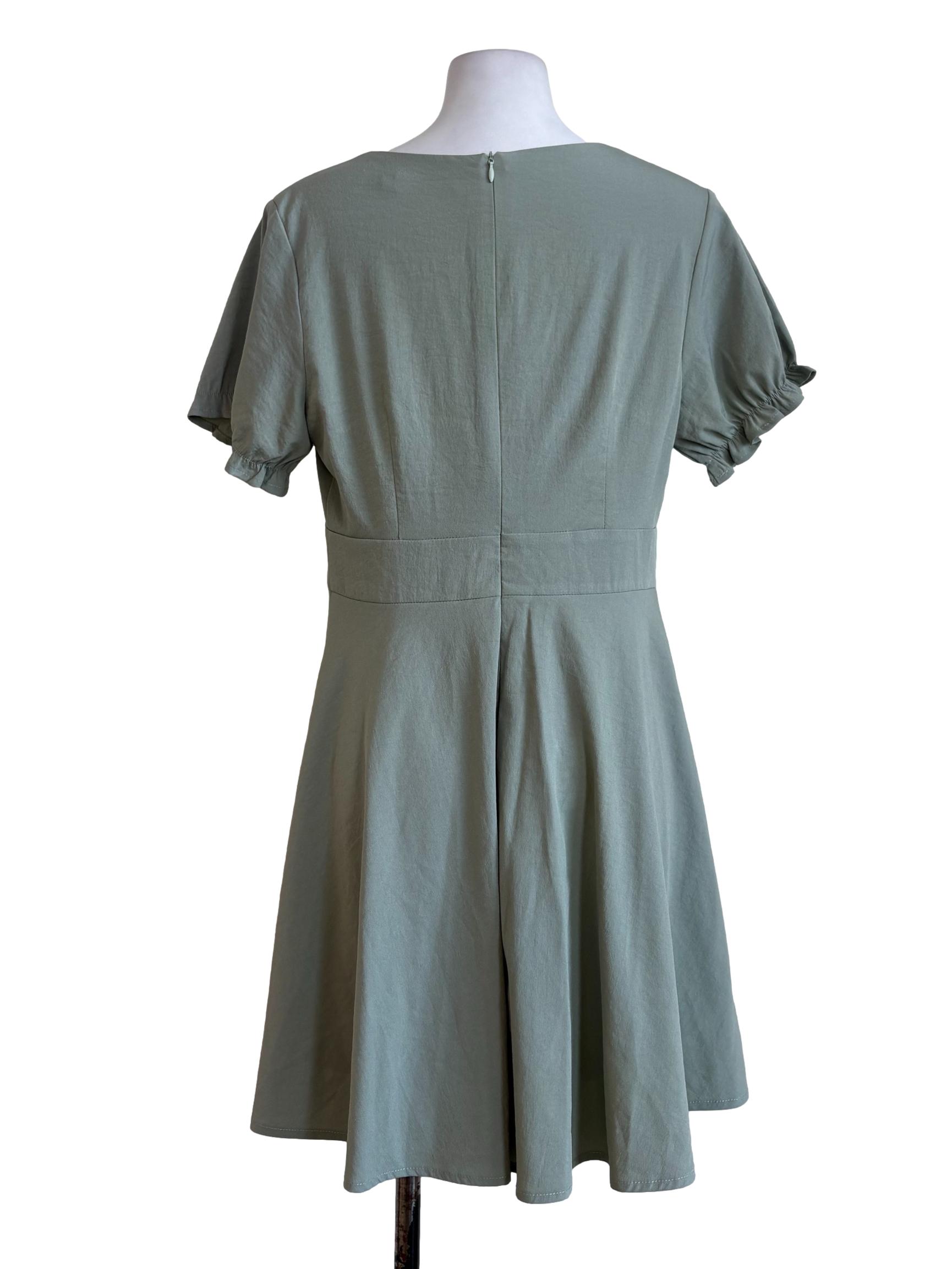 Sage Green Button Up A-Line Dress