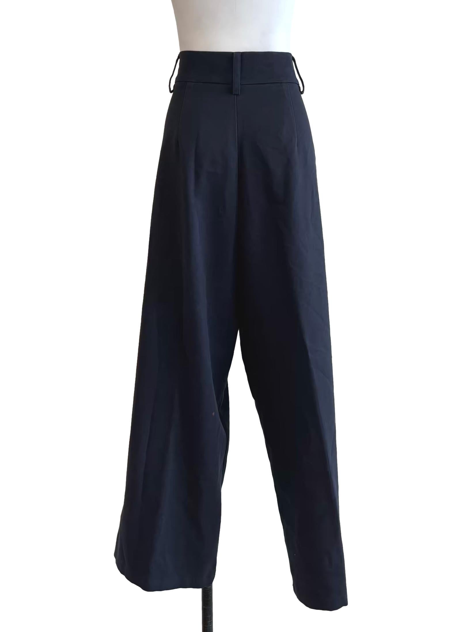 Blue Black Pleated Wide Slacks