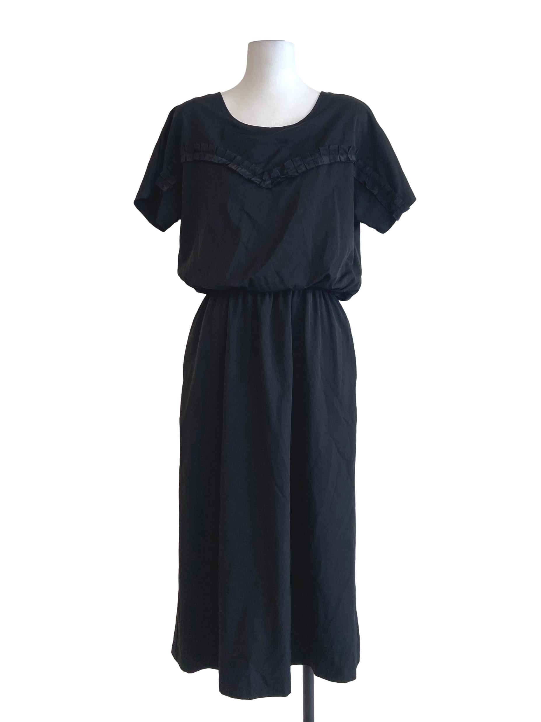 Black Pegged Waist Dress