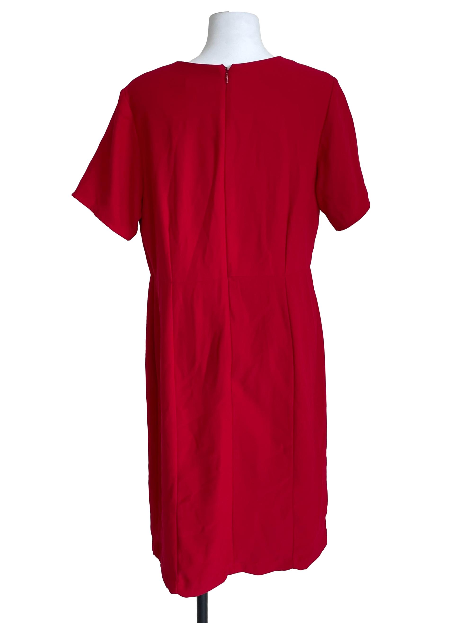 Red Round Neck Shift Dress