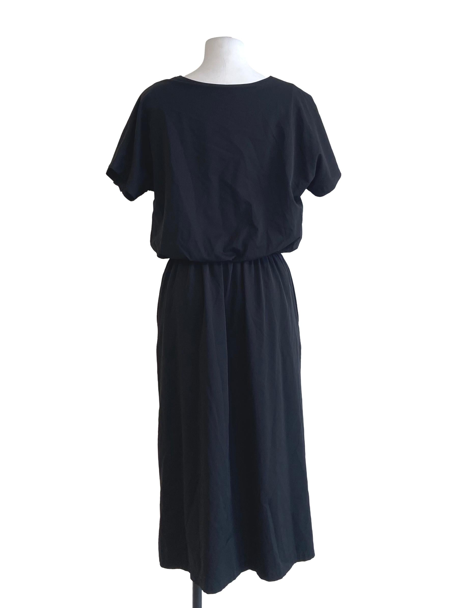 Black Pegged Waist Dress