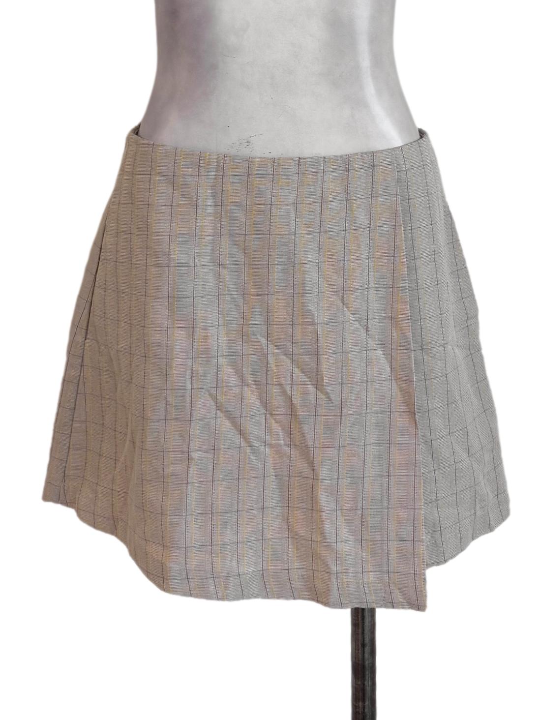 Cream Linen Tartan Wrap Skorts