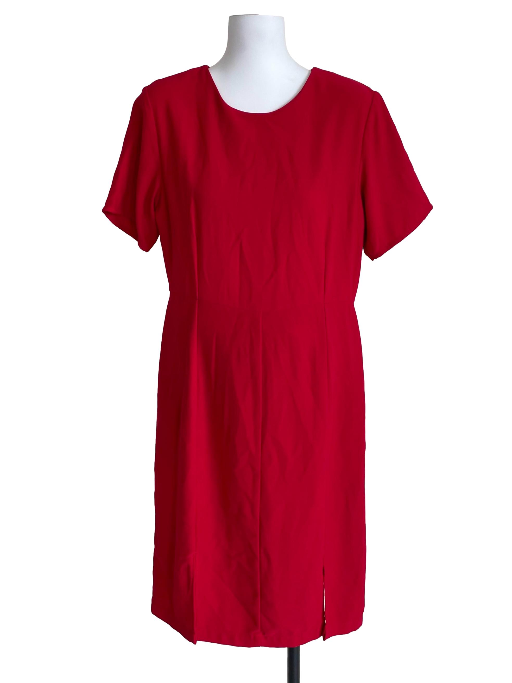 Red Round Neck Shift Dress