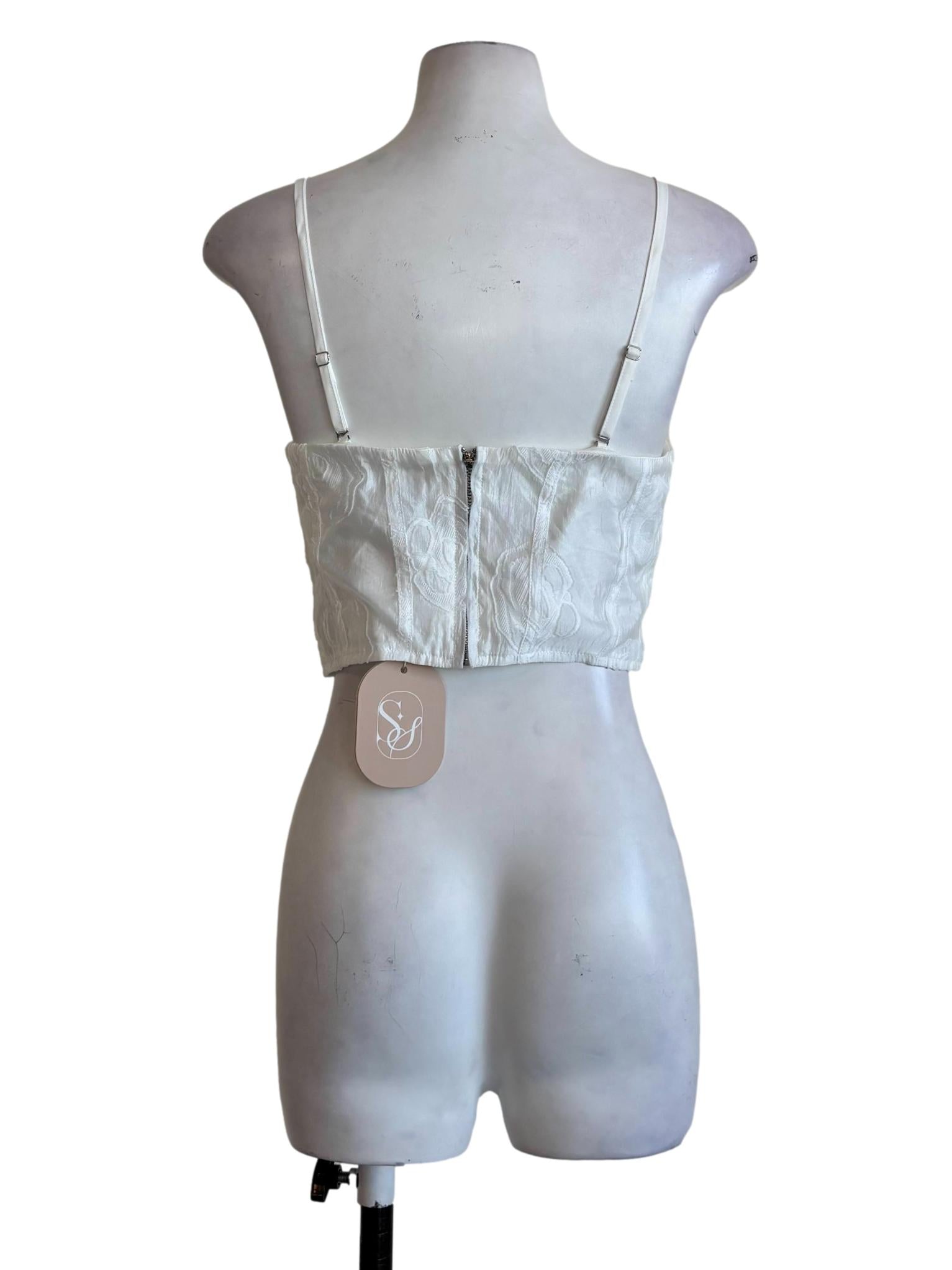 Powder White Cotton Crop Camisole Top