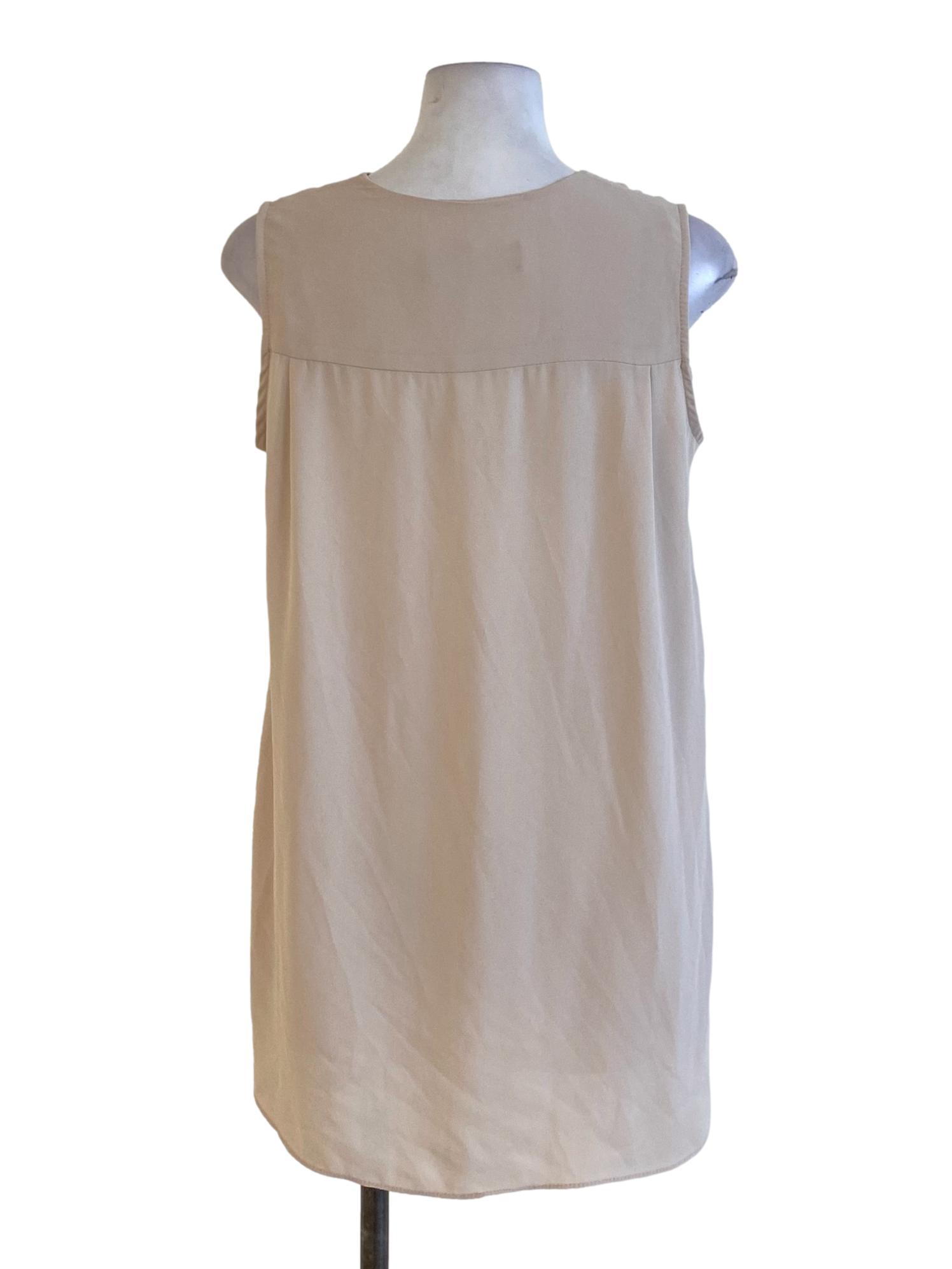 Oat Brown V-Neck Sleeveless Shift Blouse