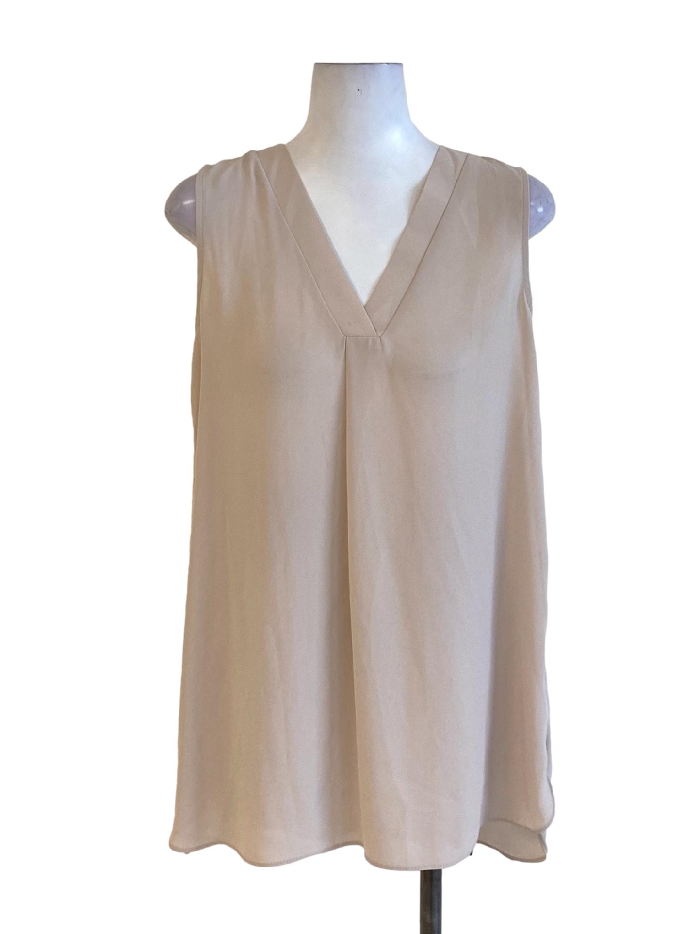 Oat Brown V-Neck Sleeveless Shift Blouse