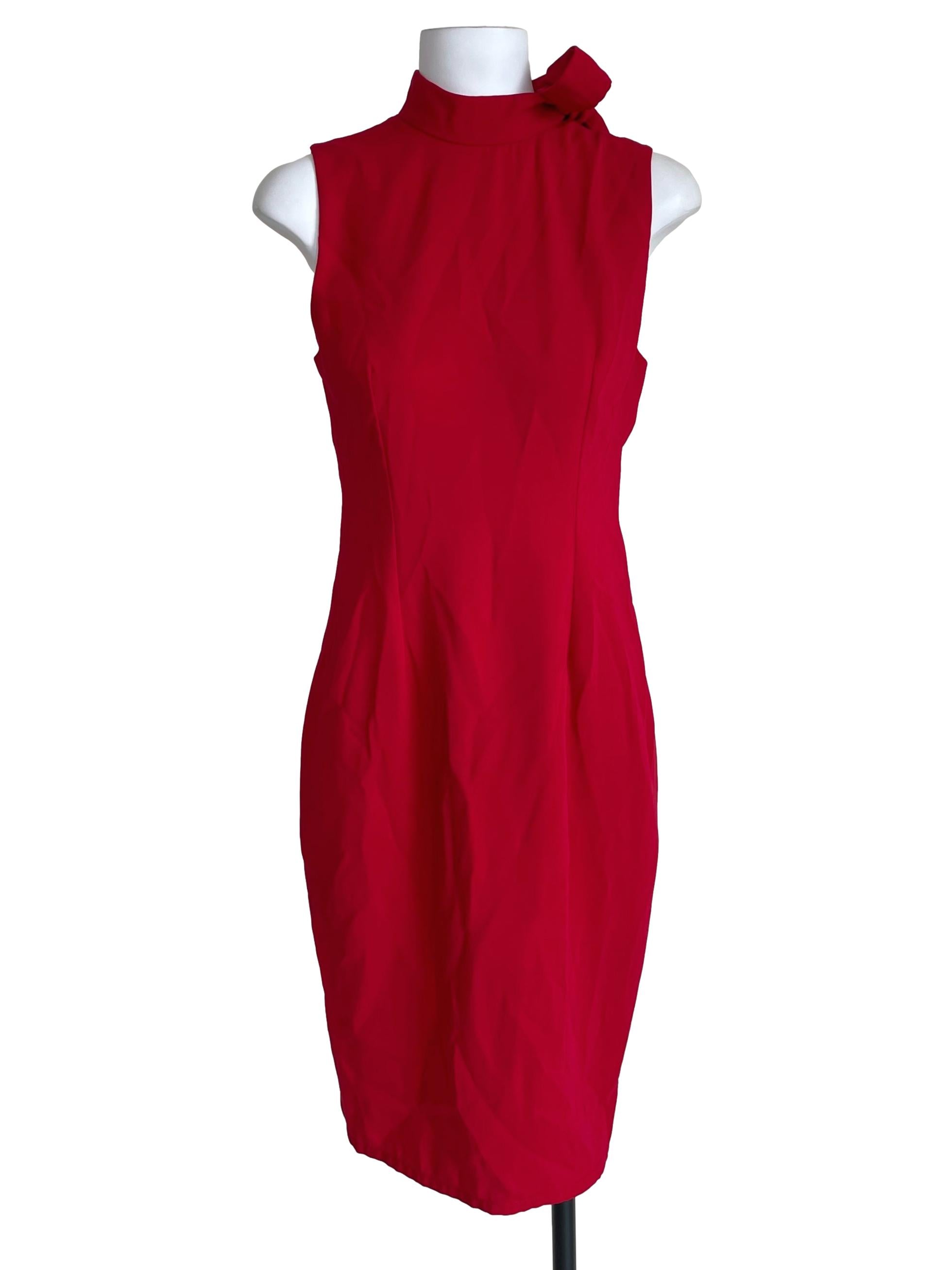 Red Tie Bow Sleeveless Slip Dress
