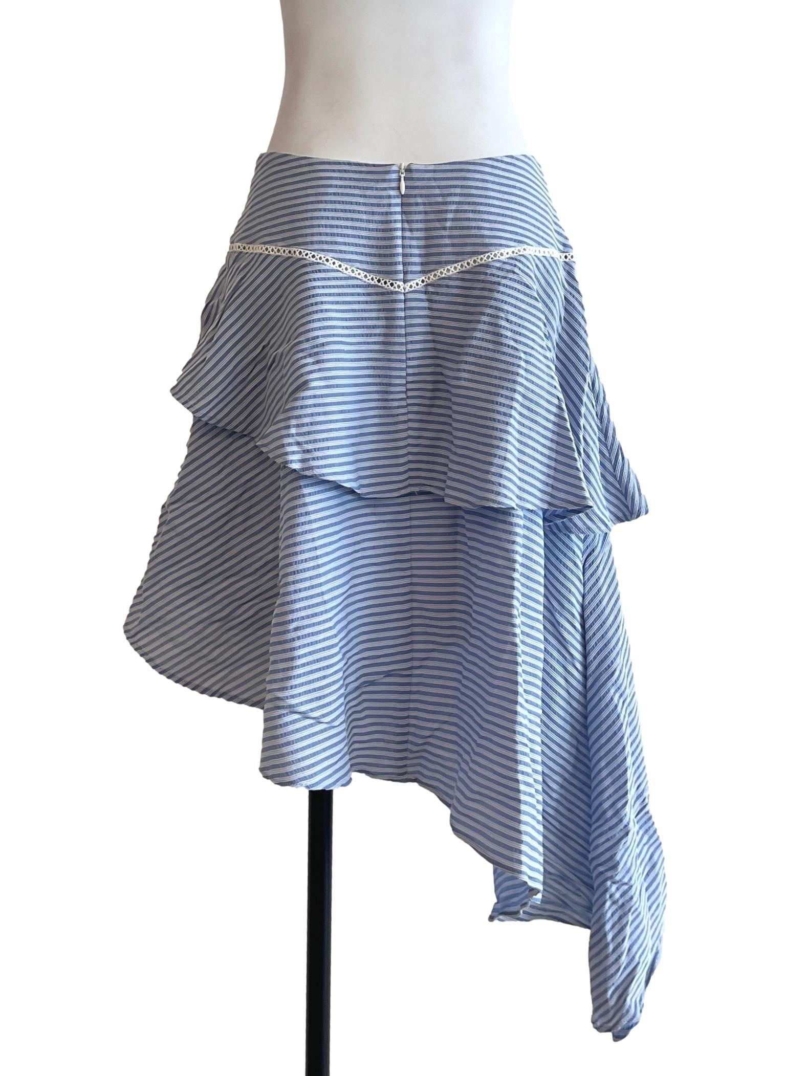 Sky Blue Asymmetrical Tiered Skirt