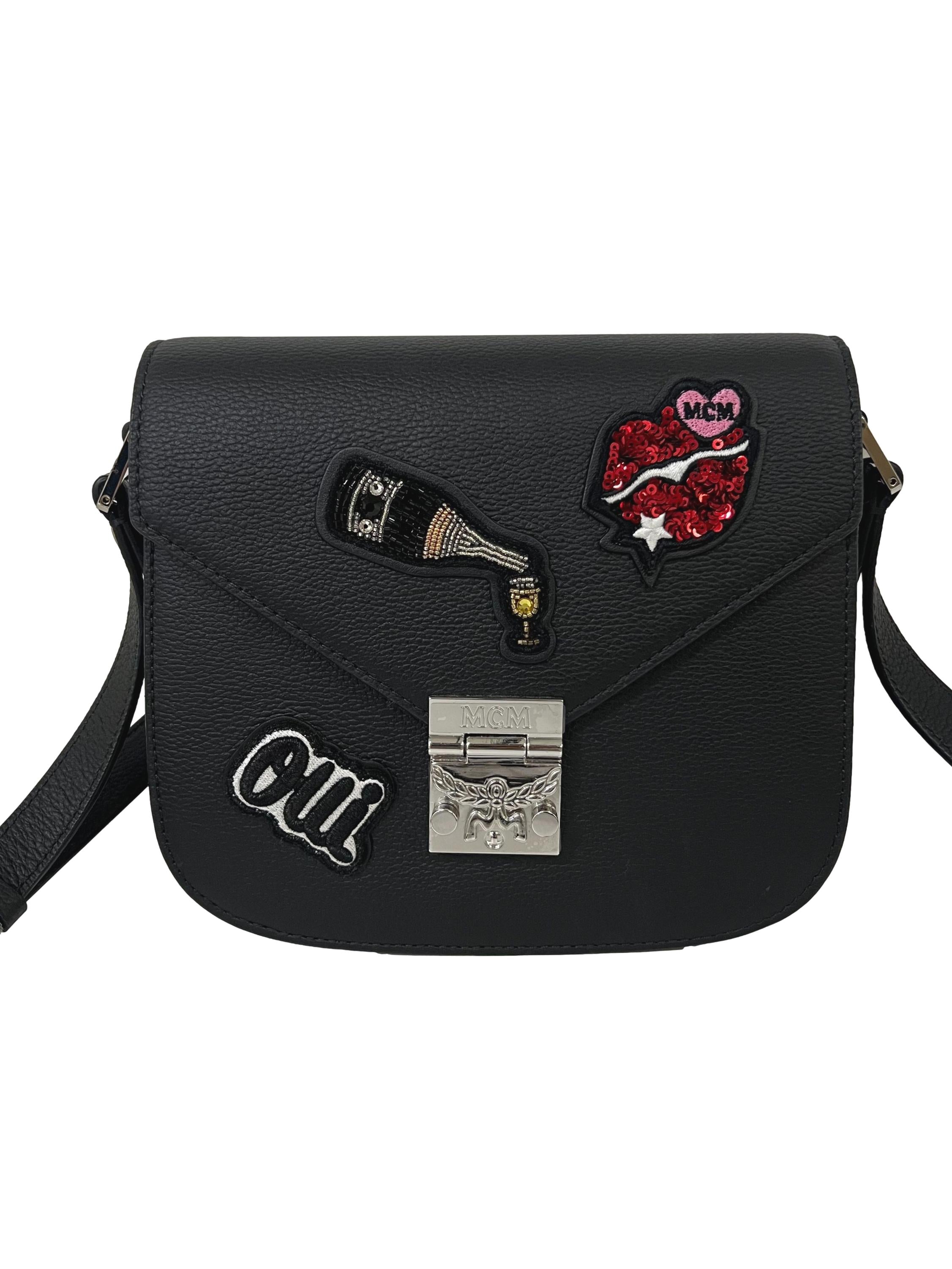 Black Leather Patch Bag Messenger Bag CSN