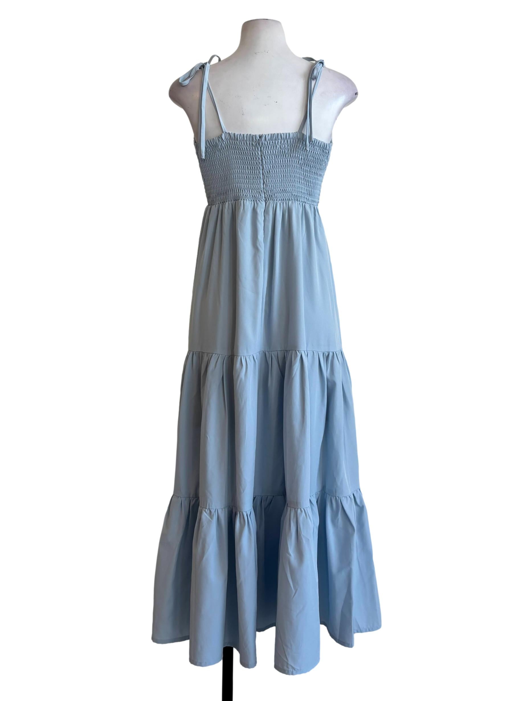 Baby Blue Smocked Flare Dress