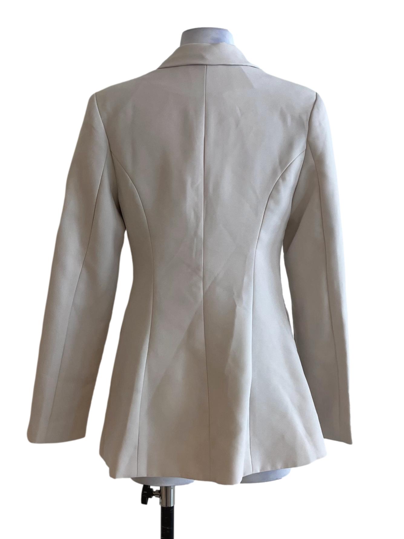 Beige Notched Neckline Single-Breasted Blazer