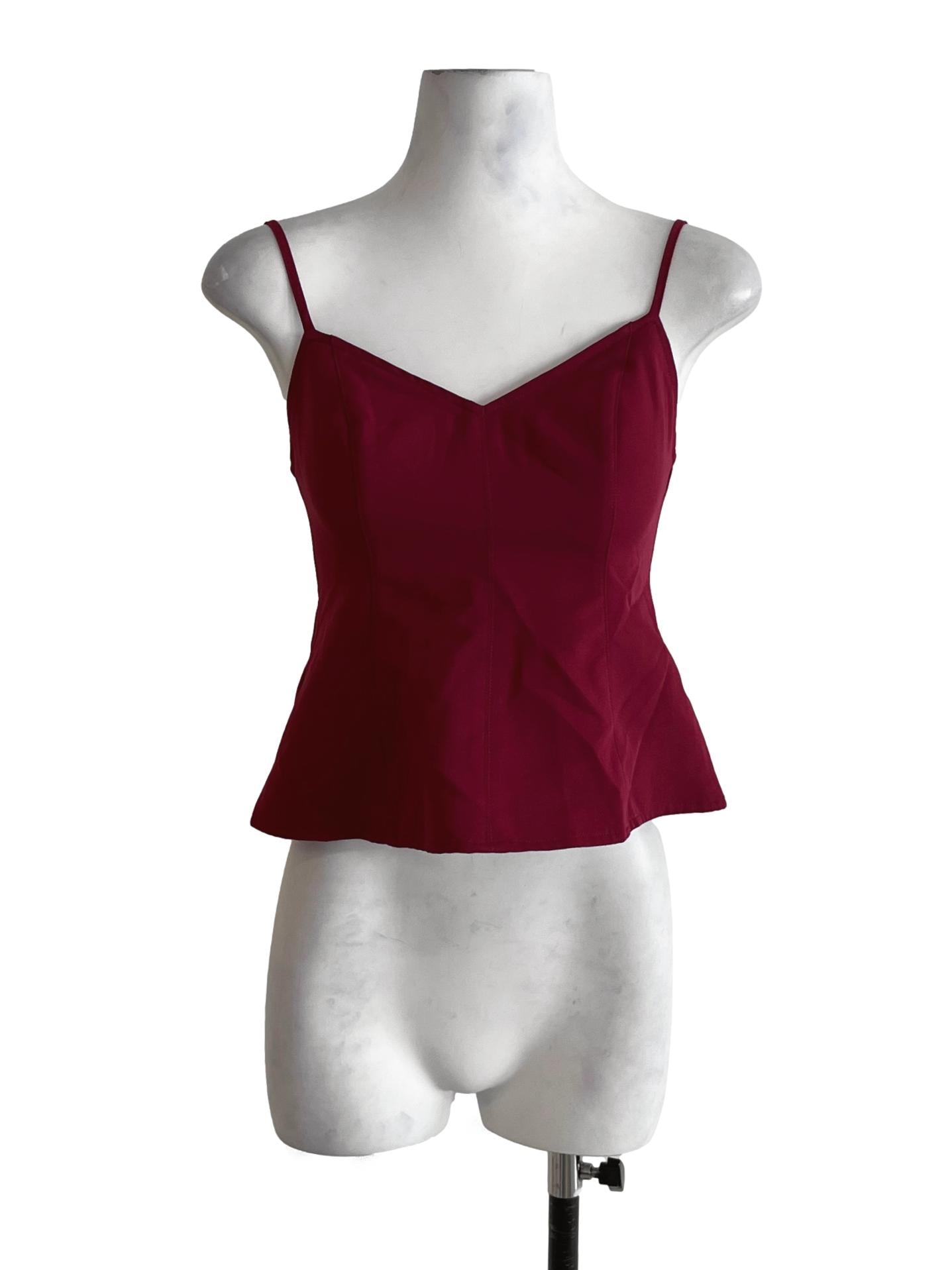 Wine Red Spaghetti Strap Sleeveless Top