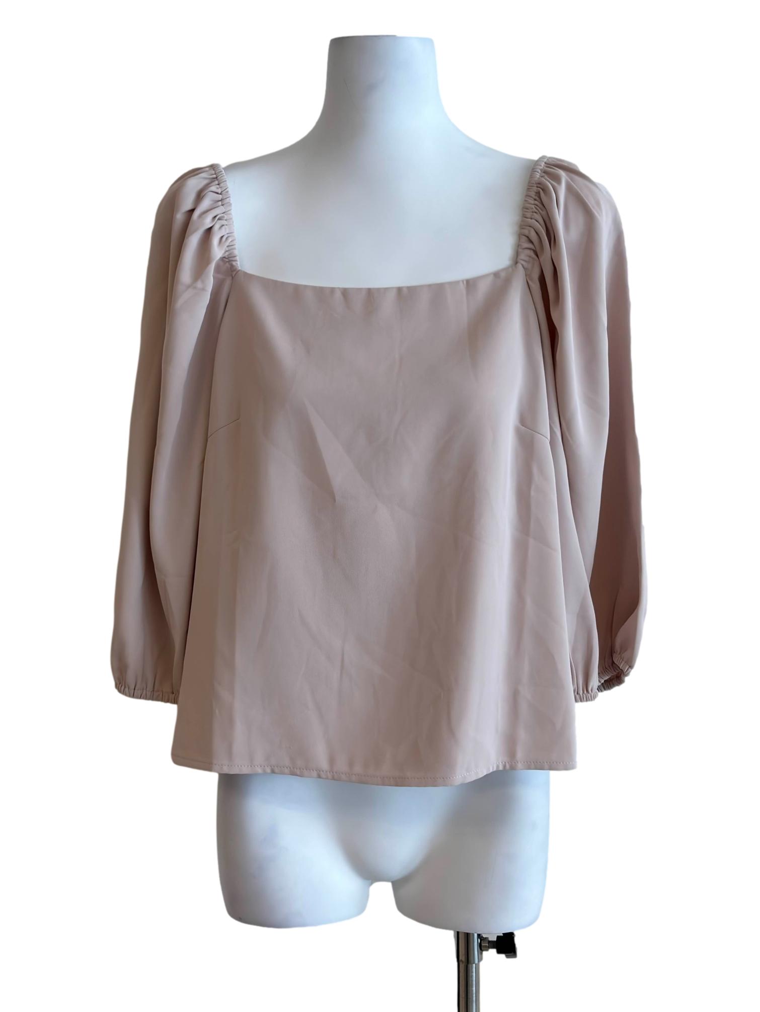 Pale Light Pink Square Neck Blouse