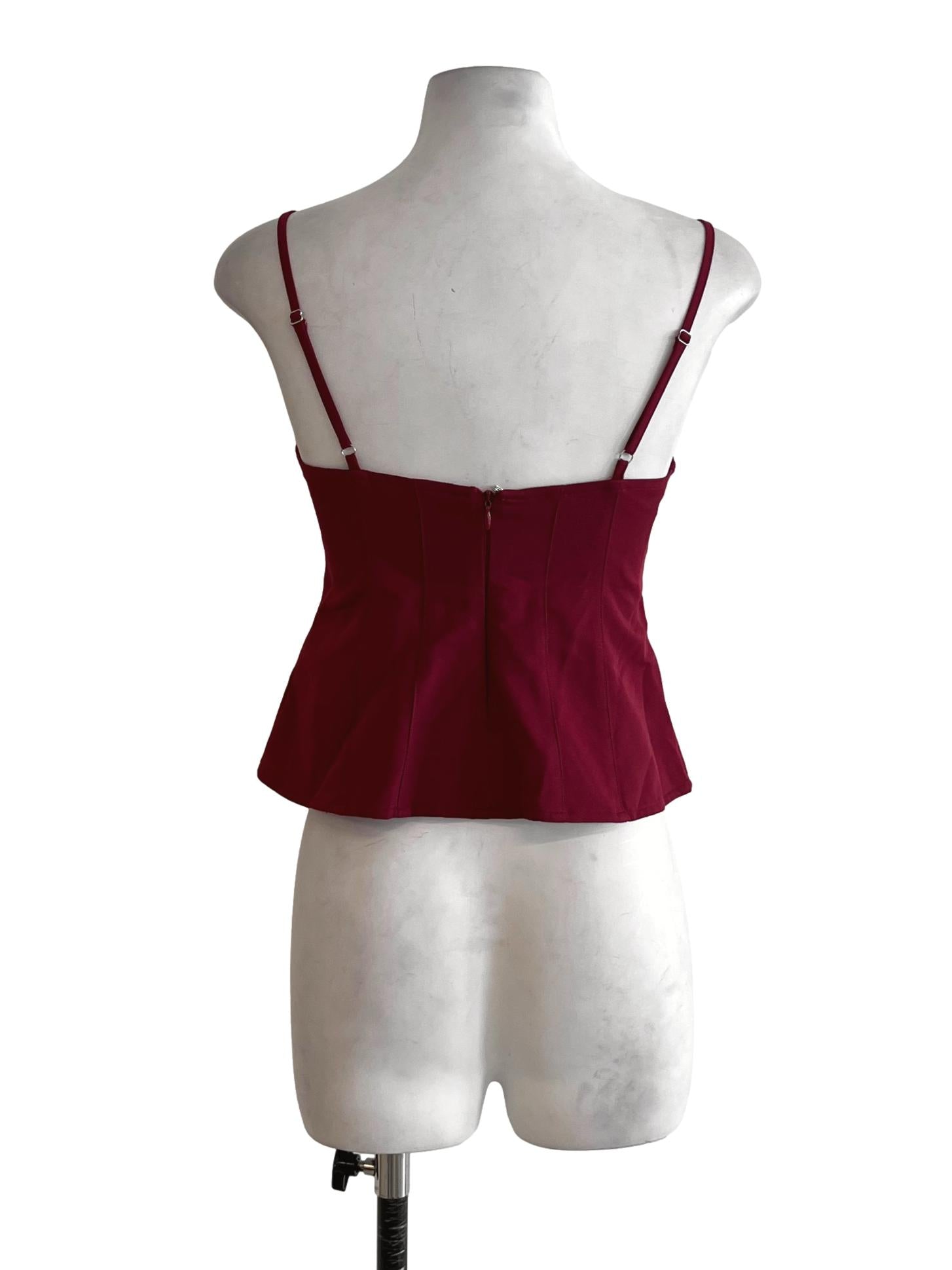 Wine Red Spaghetti Strap Sleeveless Top