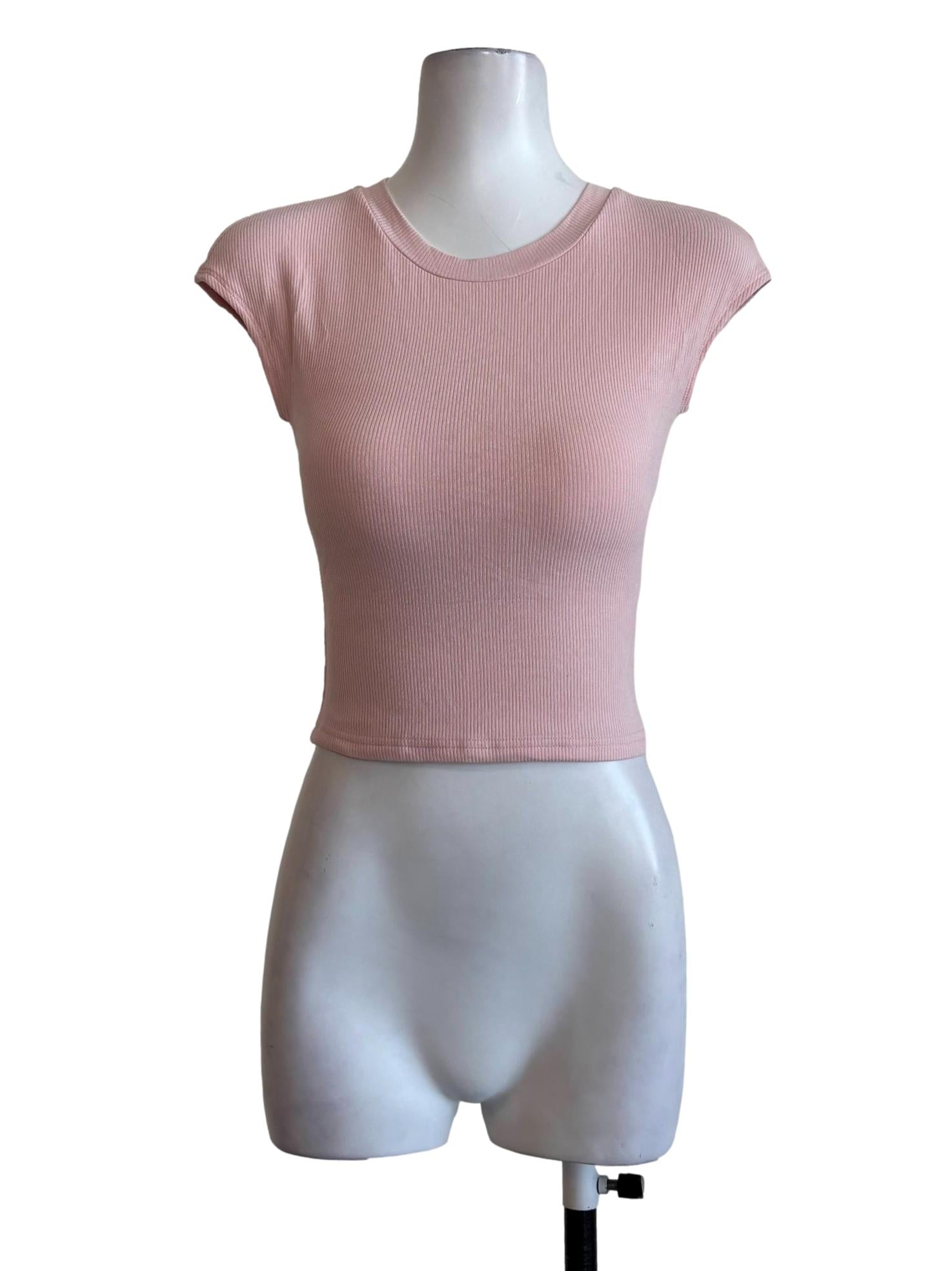 Melon Pink Padded Ribbed Tank Top