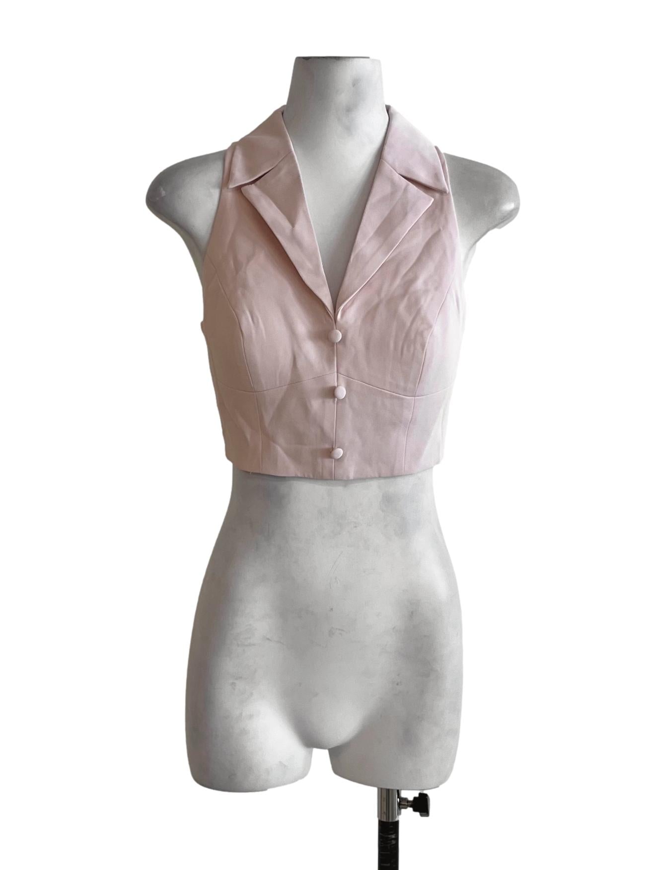 Blush Pink Wing Collar Sleeveless Top