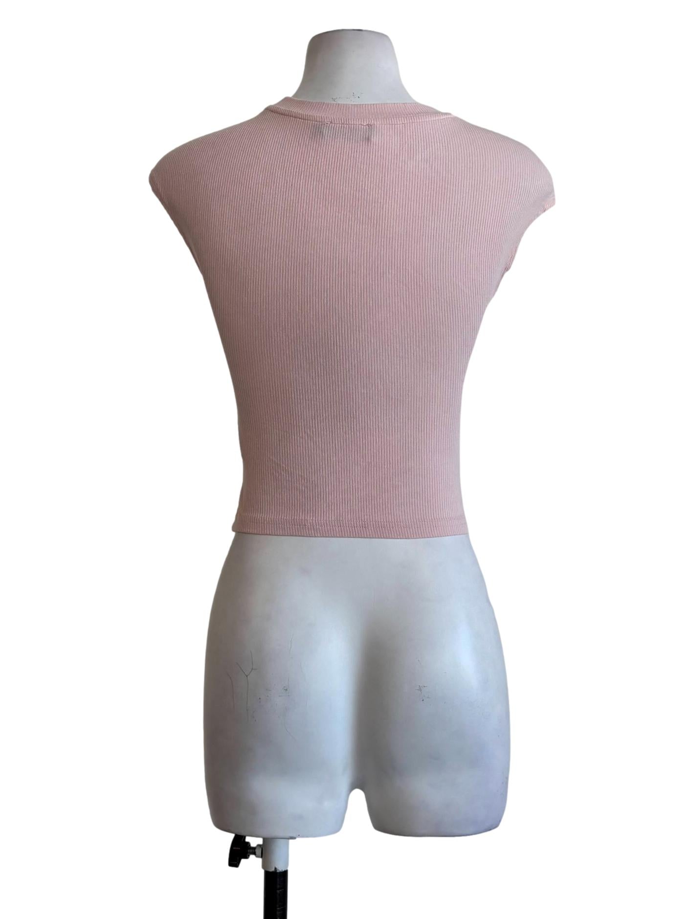 Melon Pink Padded Ribbed Tank Top