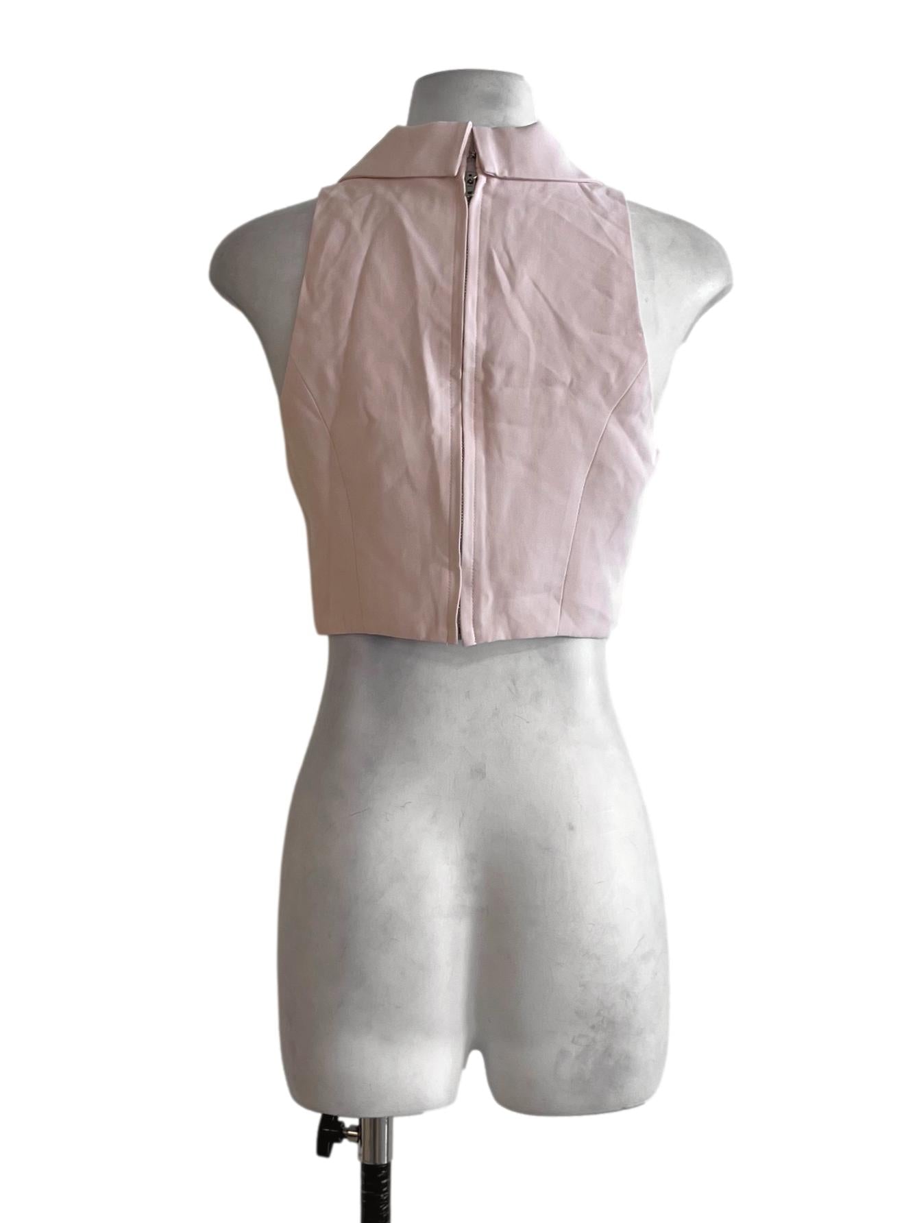 Blush Pink Wing Collar Sleeveless Top