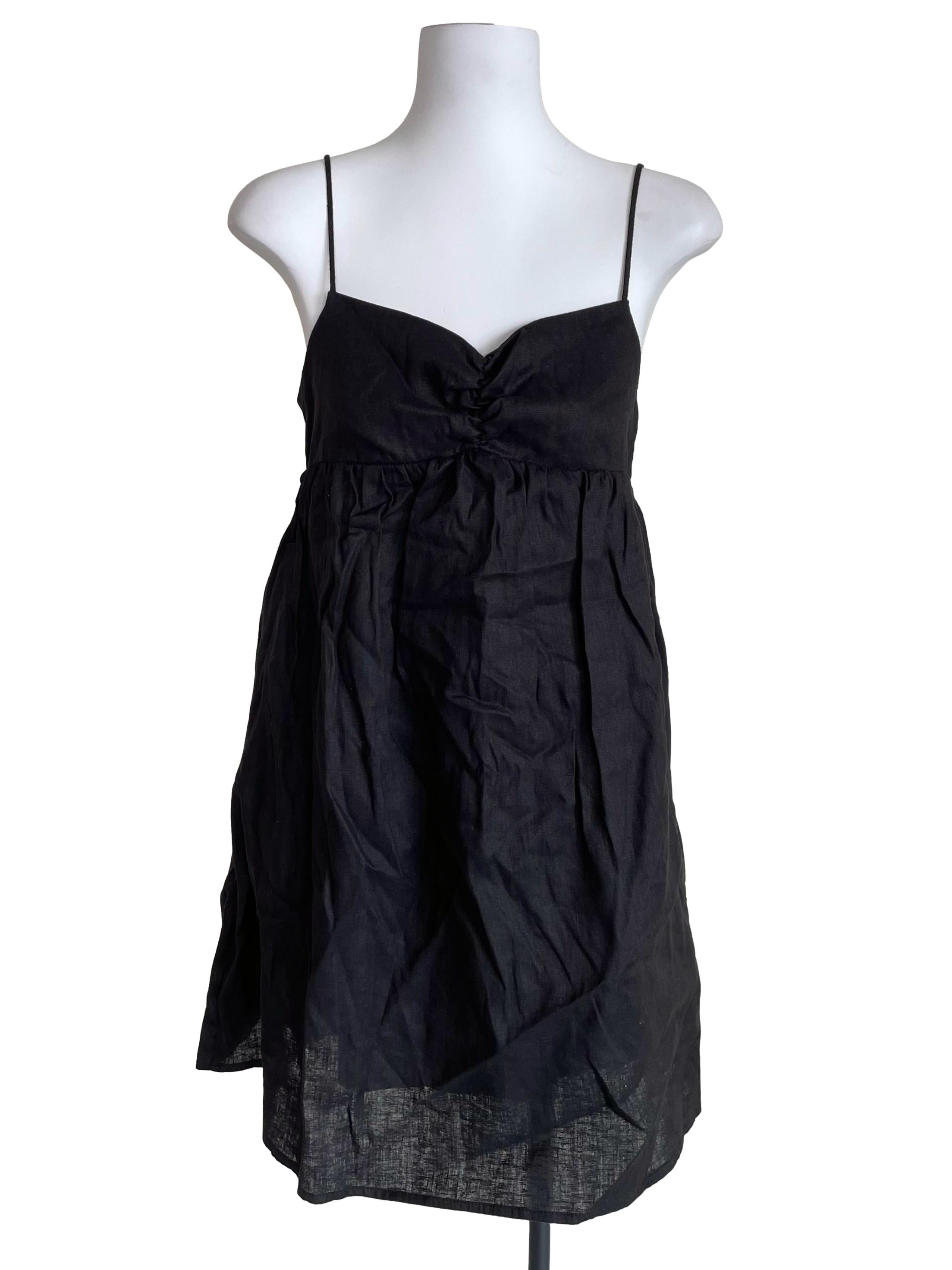 Black Ruched Babydoll Dress