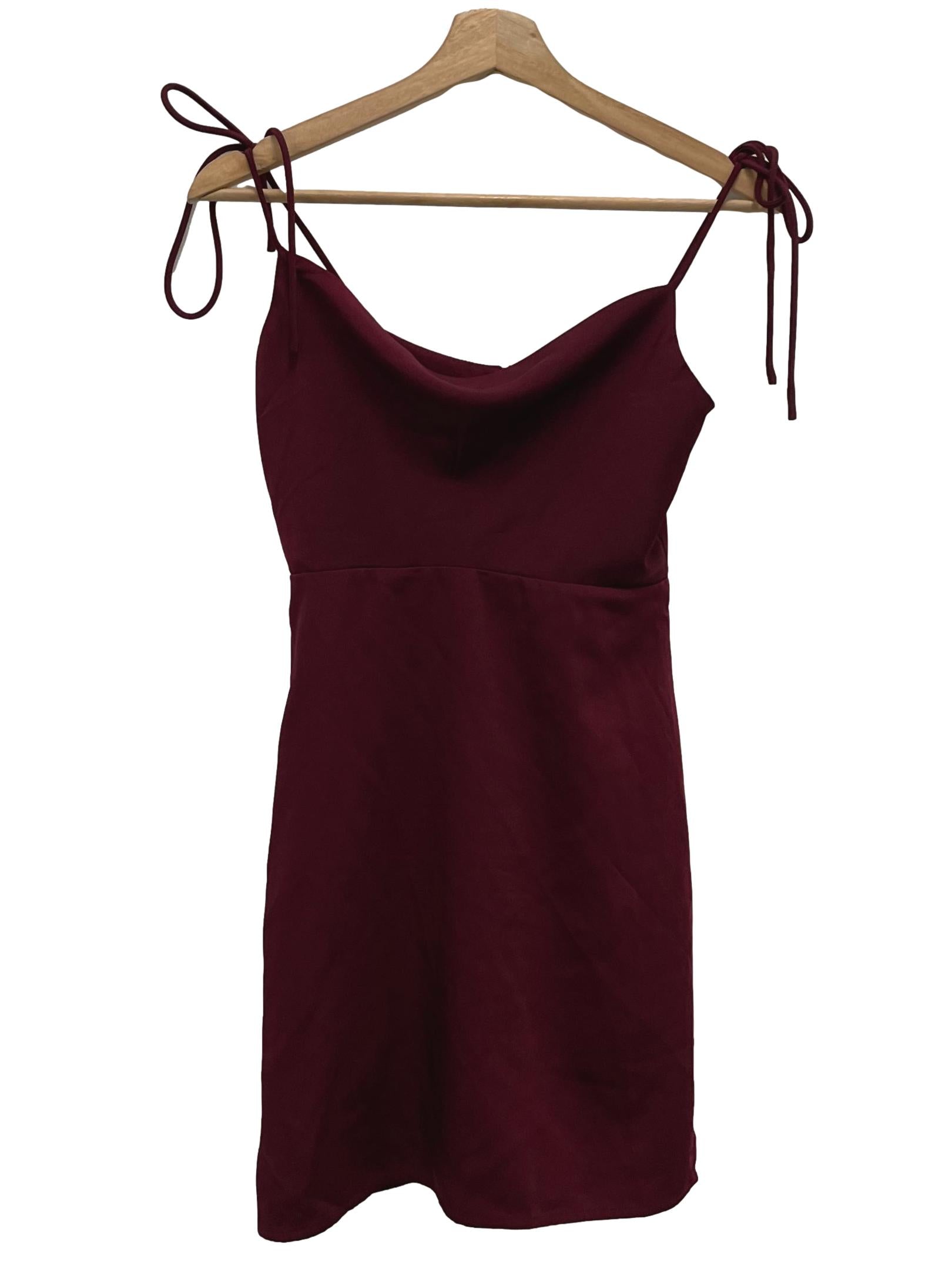 Maroon Square Neck Cami Mini Dress