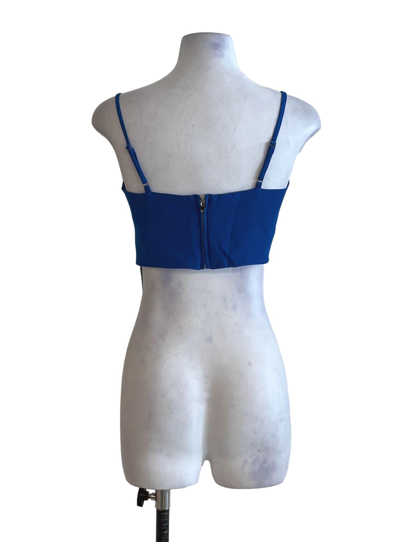 Cobalt Blue Spaghetti Strap Cropped Top