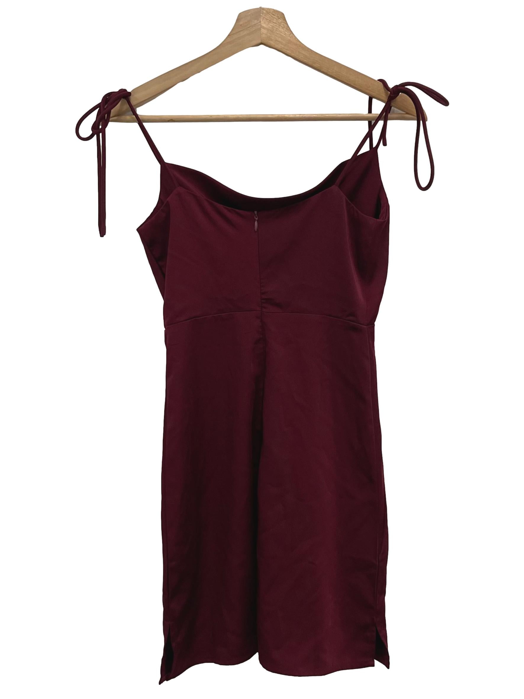 Maroon Square Neck Cami Mini Dress