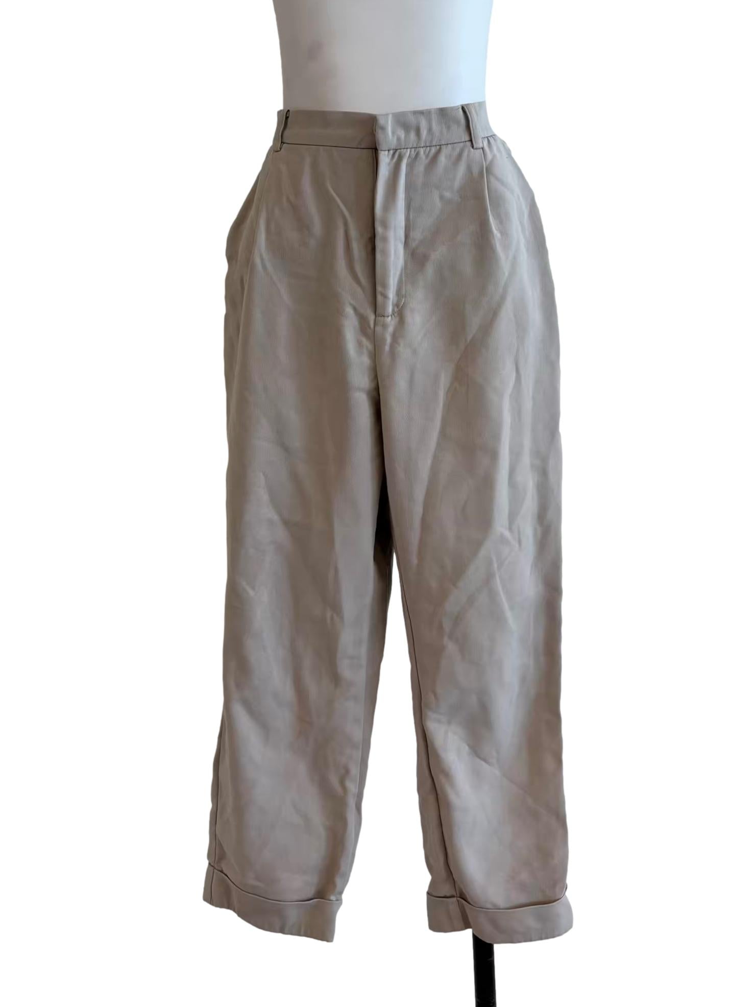 Bone Beige Cropped Pants