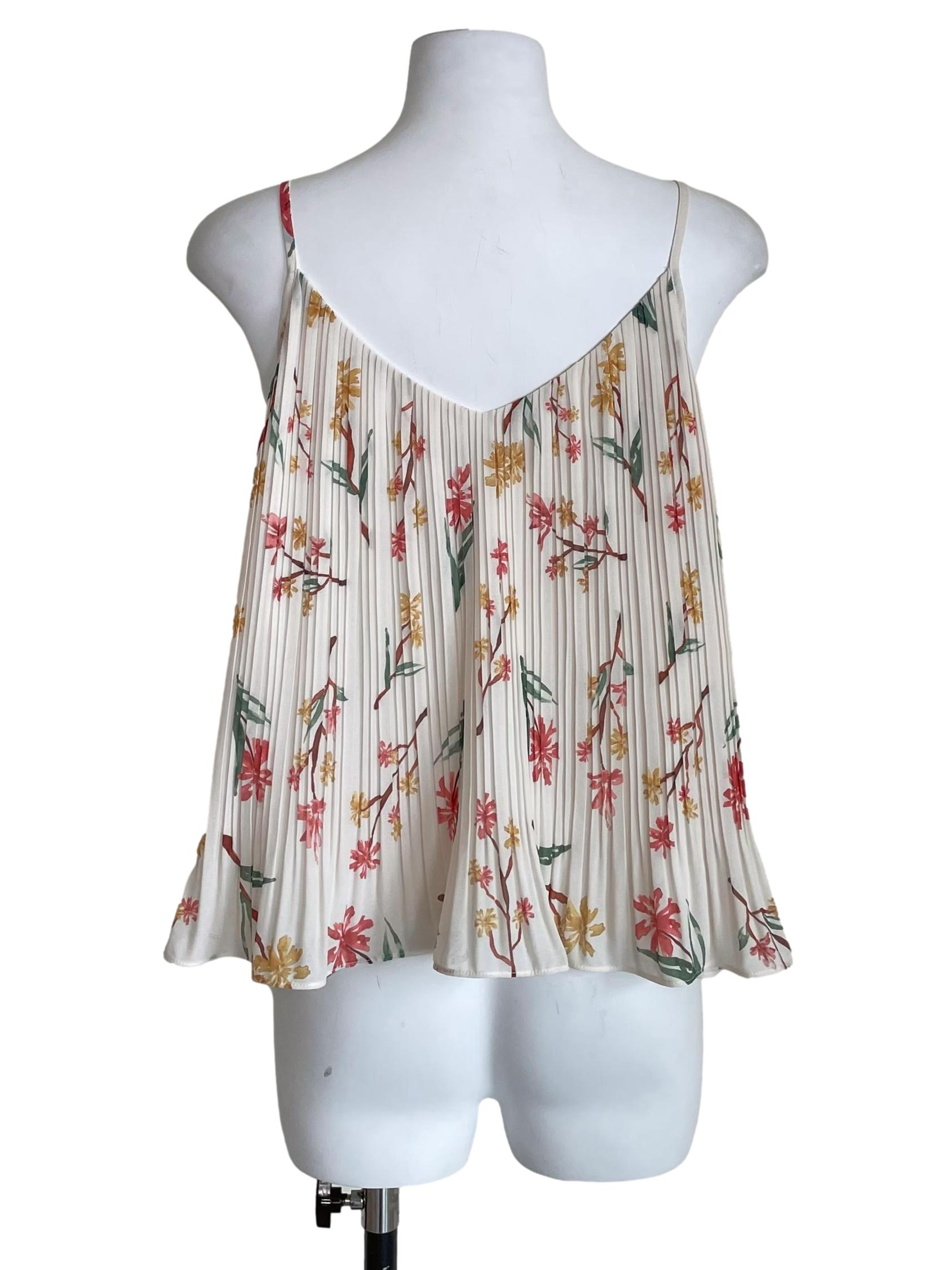 Alabaster White Floral Pleated Tent Camisole