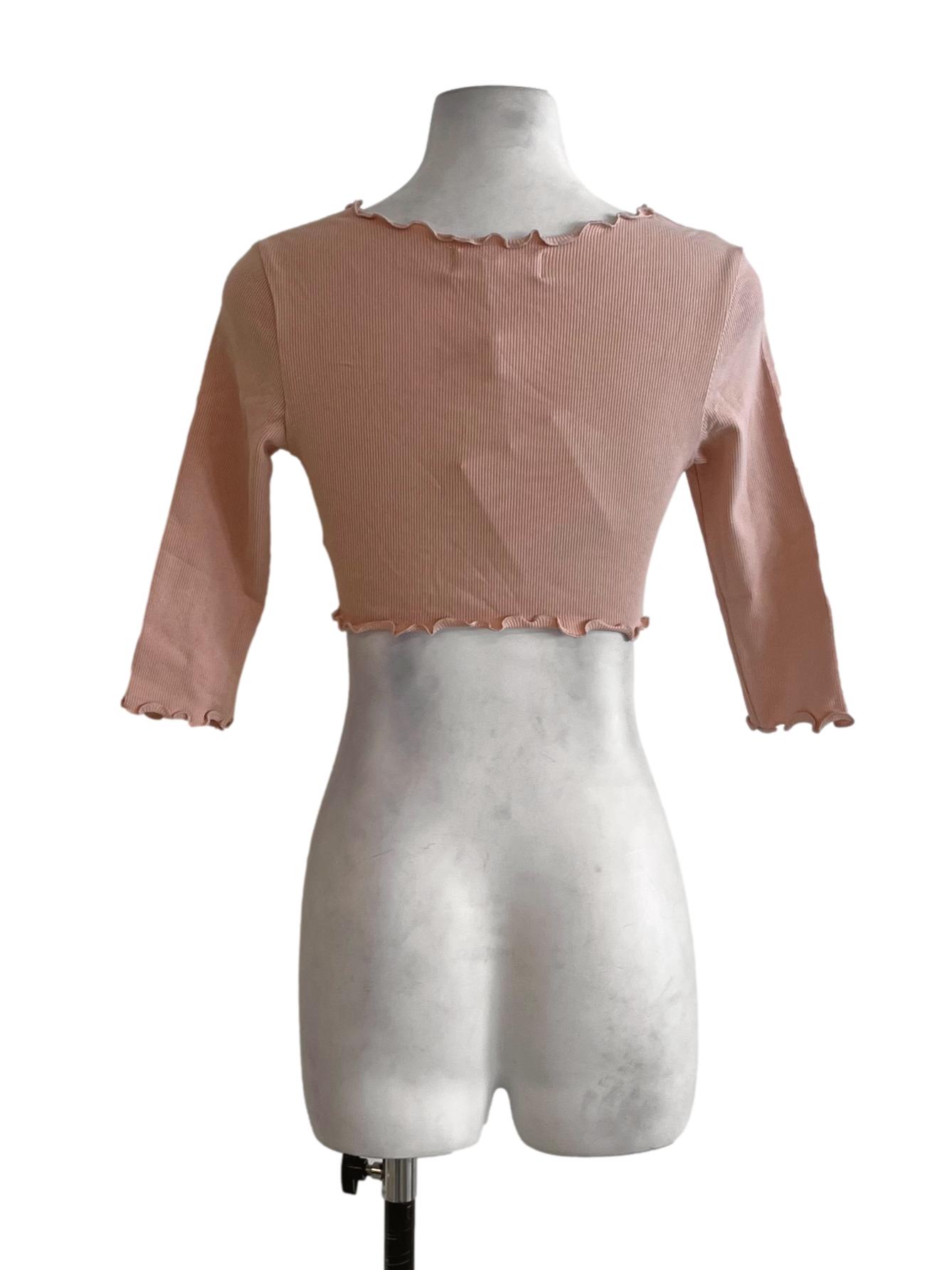 Peach Pink Jewel Neckline Blouse