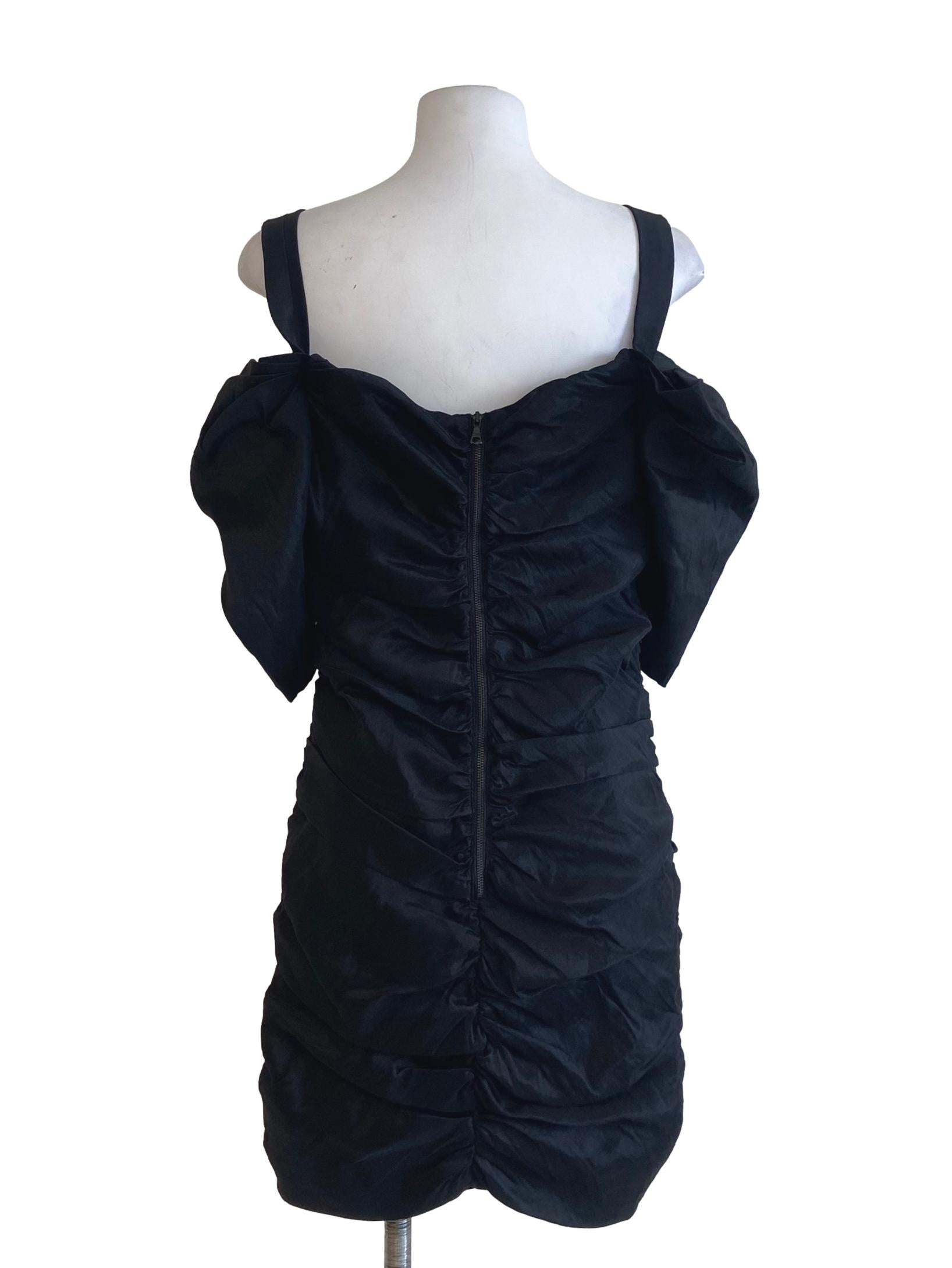 Black Sleeveless Ruffled Shift Dress