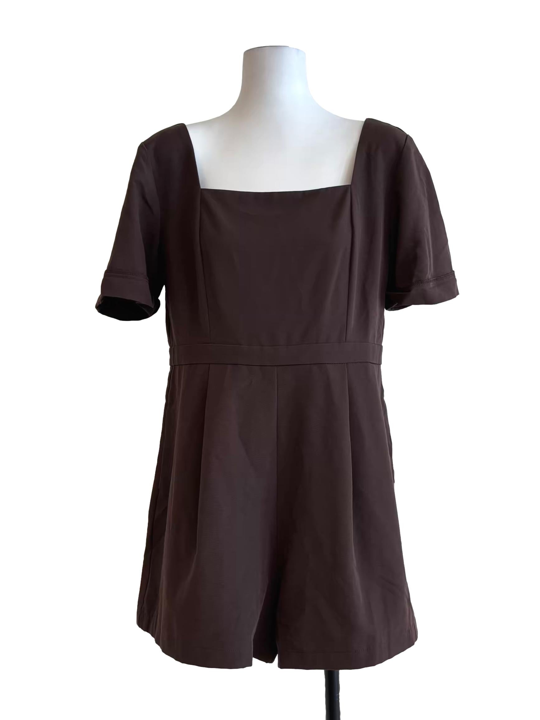 Taupe Brown Short Sleeve Romper