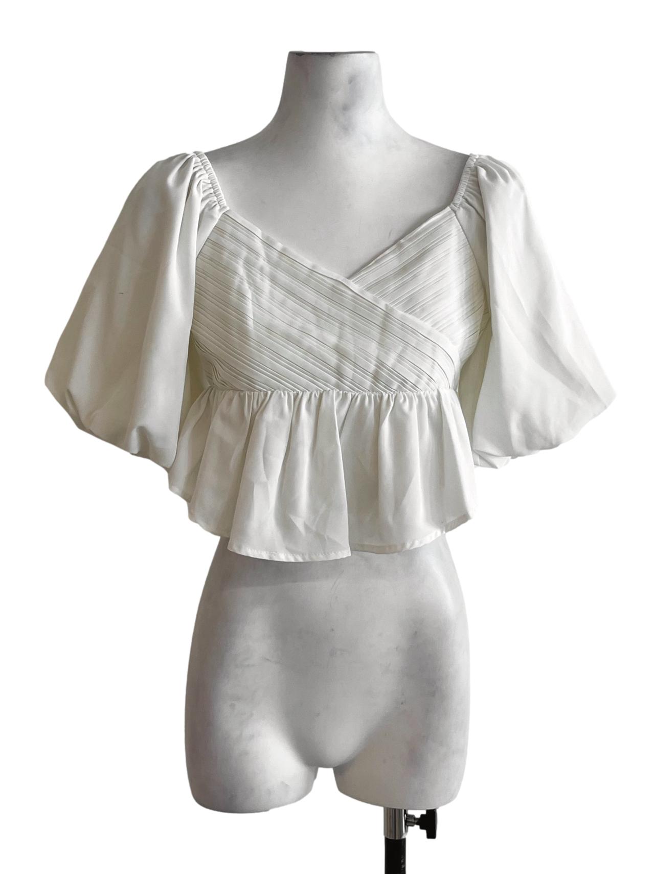 White V-Neckline Blouse