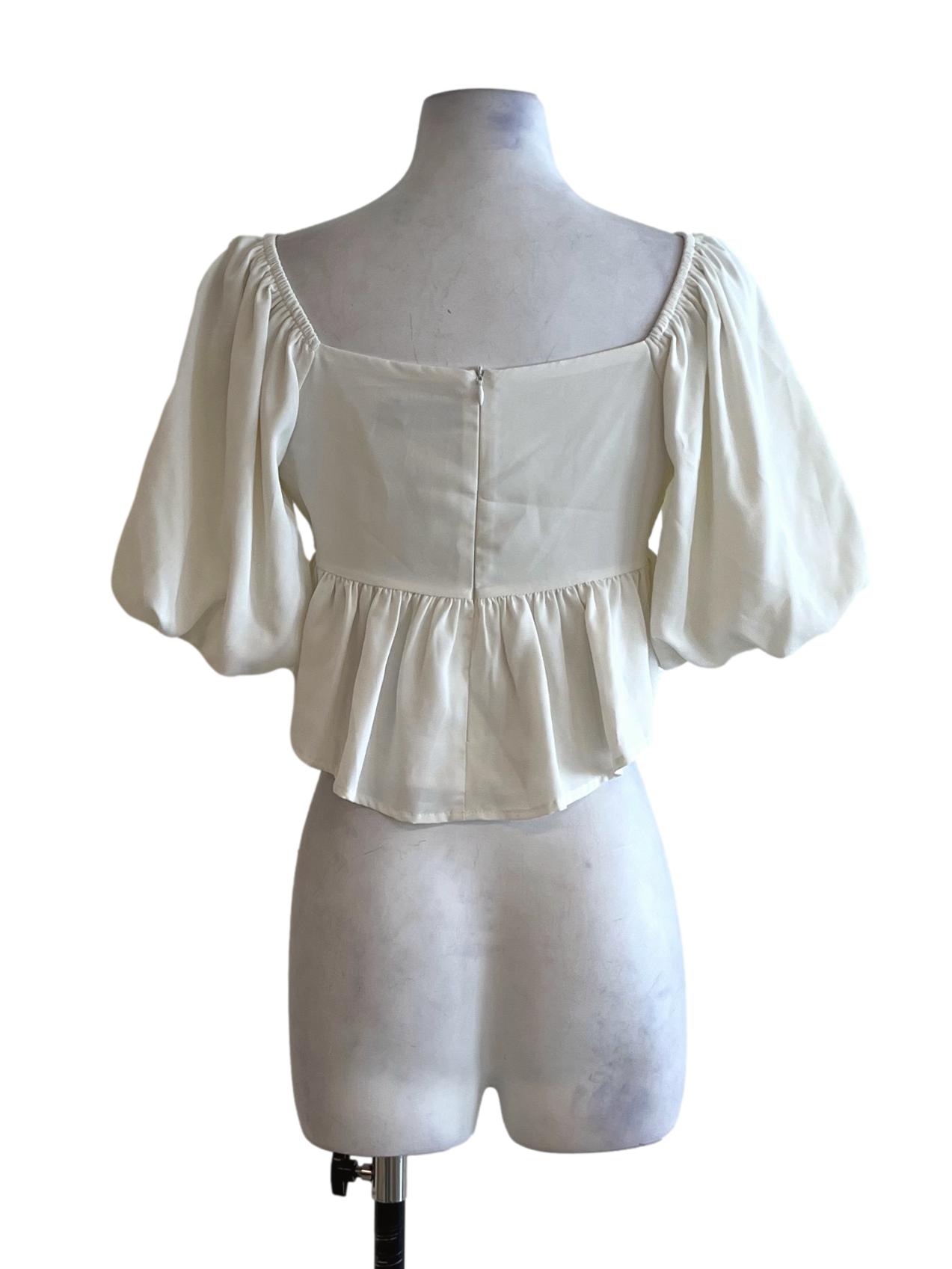 White V-Neckline Blouse