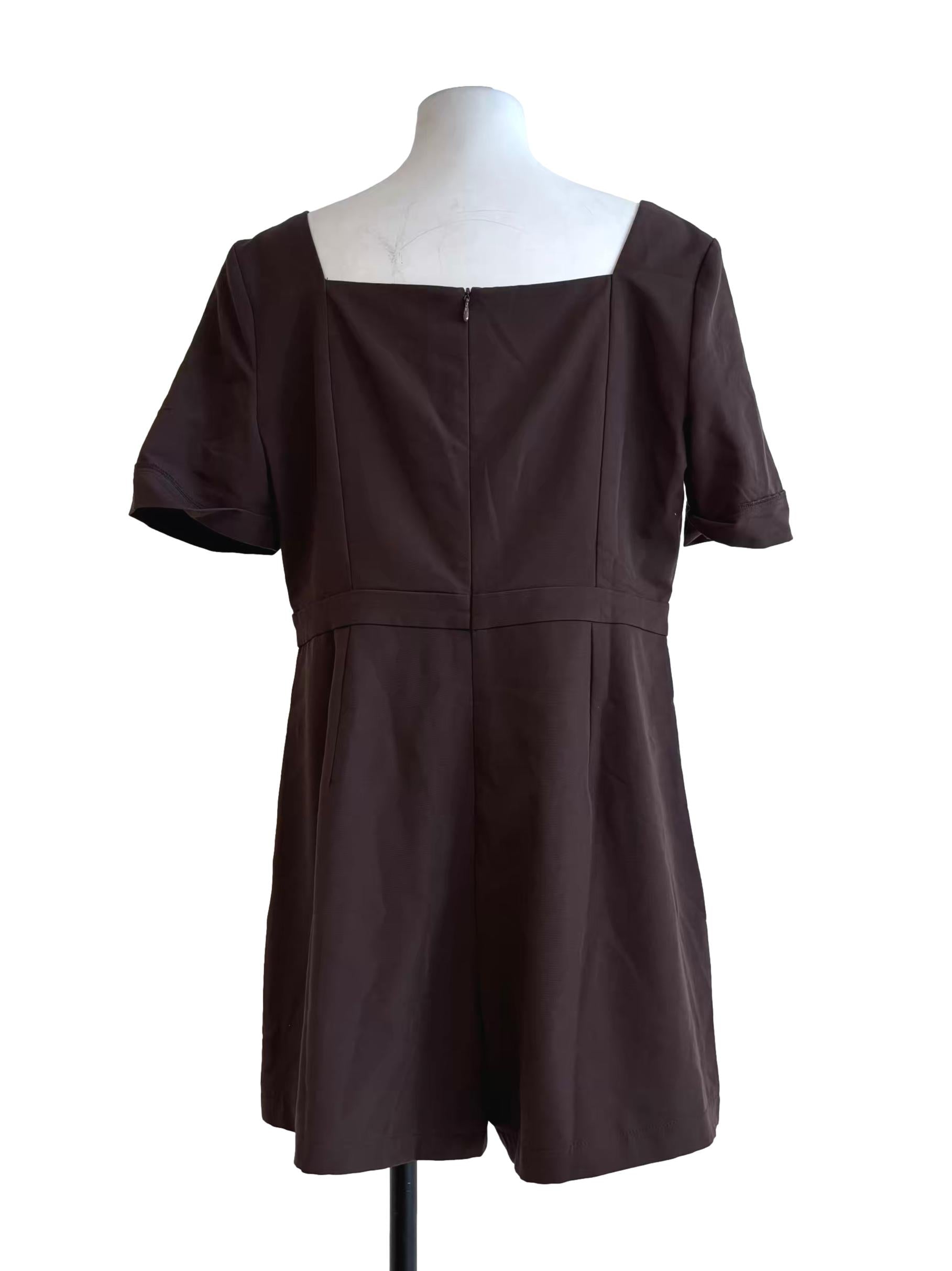 Taupe Brown Short Sleeve Romper
