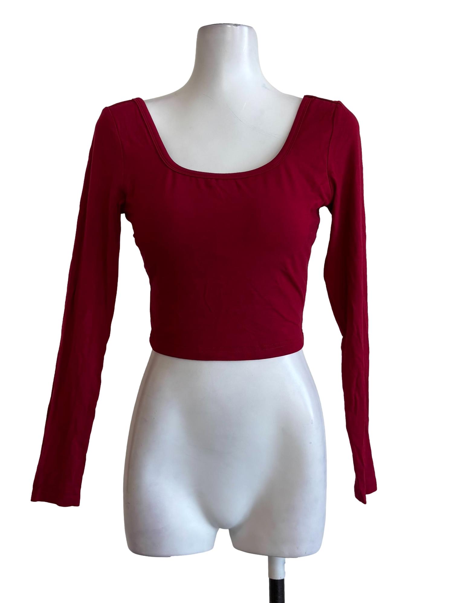 Carmine Red Scoop Fitted Top