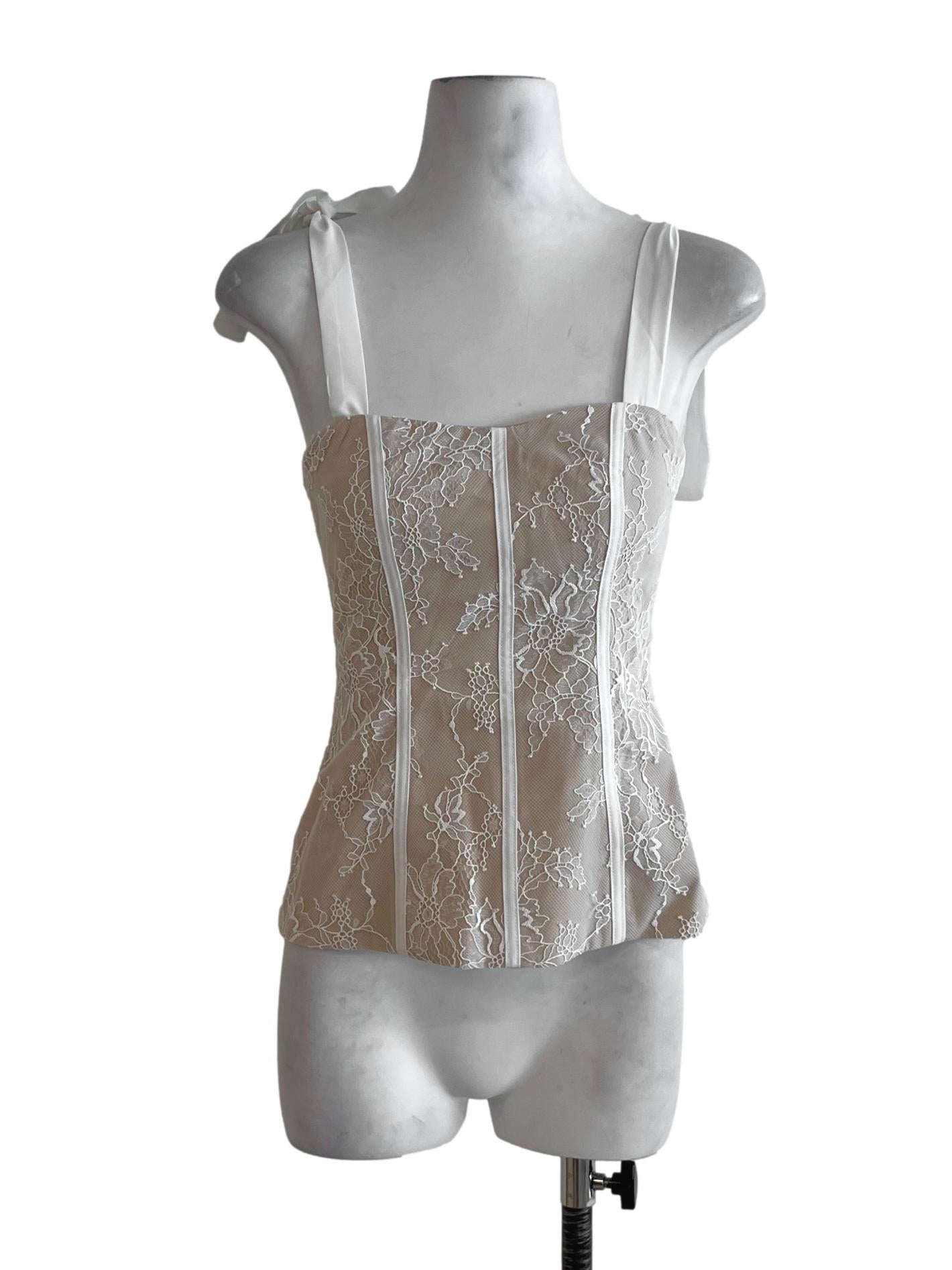Beige Lace Sleeveless Top