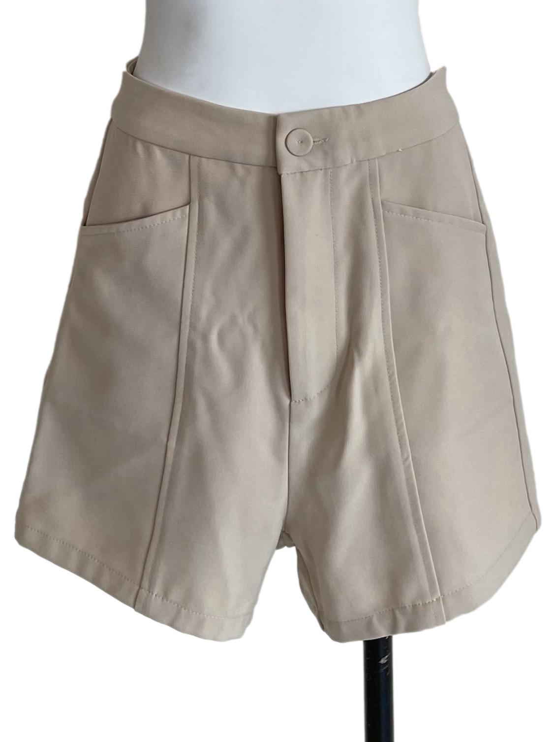 Light Beige Patch Pocket Shorts