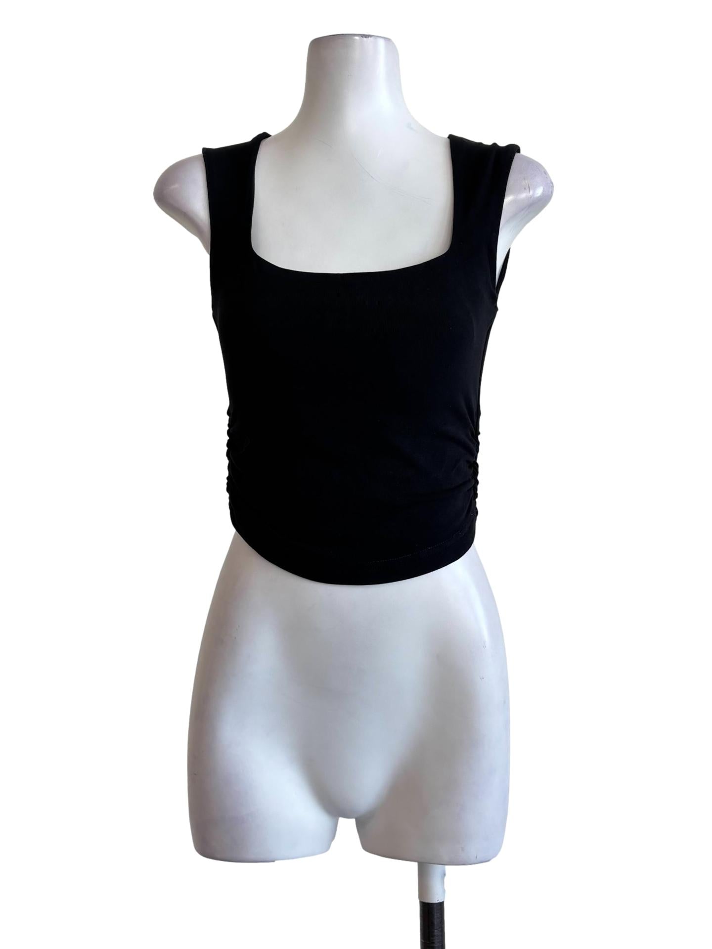 Night Black Ruched Sleeveless Top