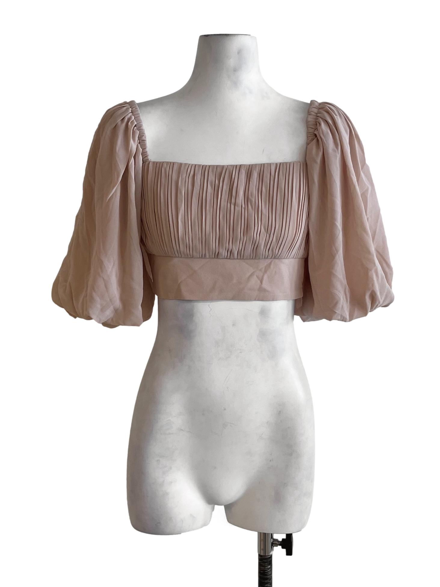 Blush Pink Square Neckline Blouse