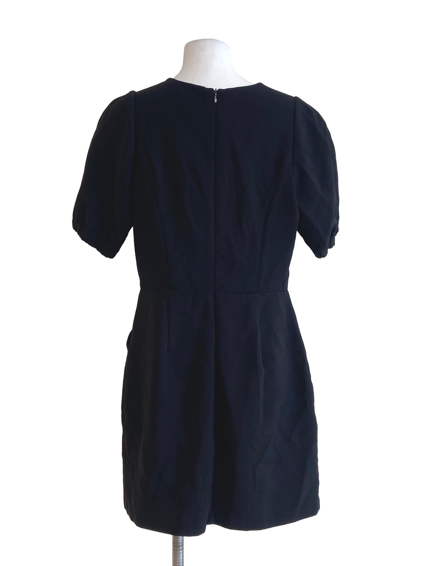 Black Herringbone A-Line Dress