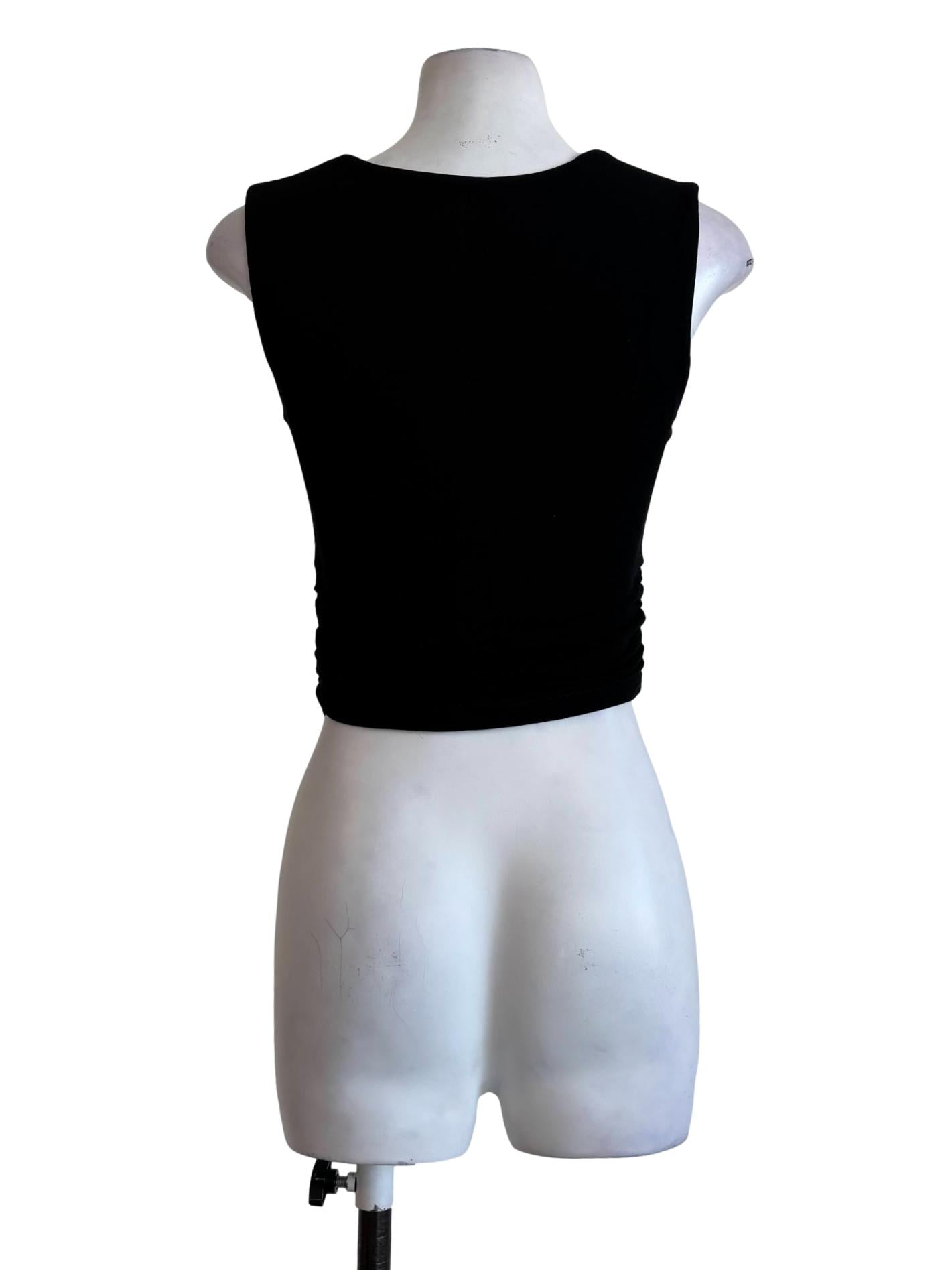 Night Black Ruched Sleeveless Top