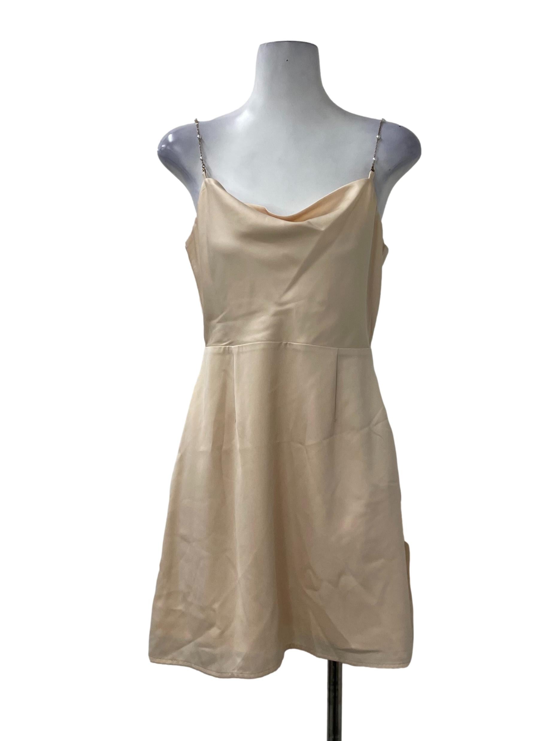 Beige Cowl Neck Dress