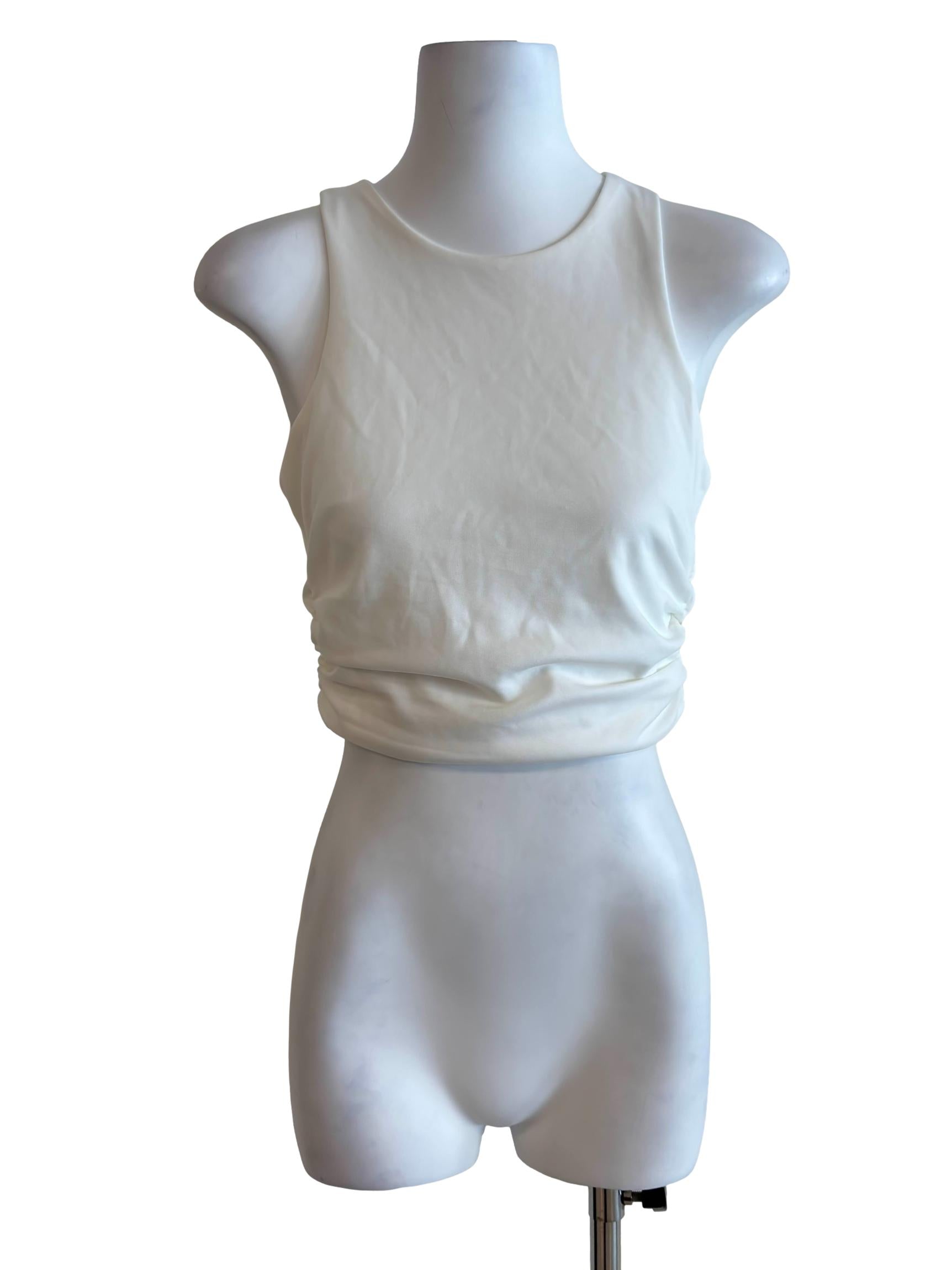 Daisy White Fitted Waist Cropped Top