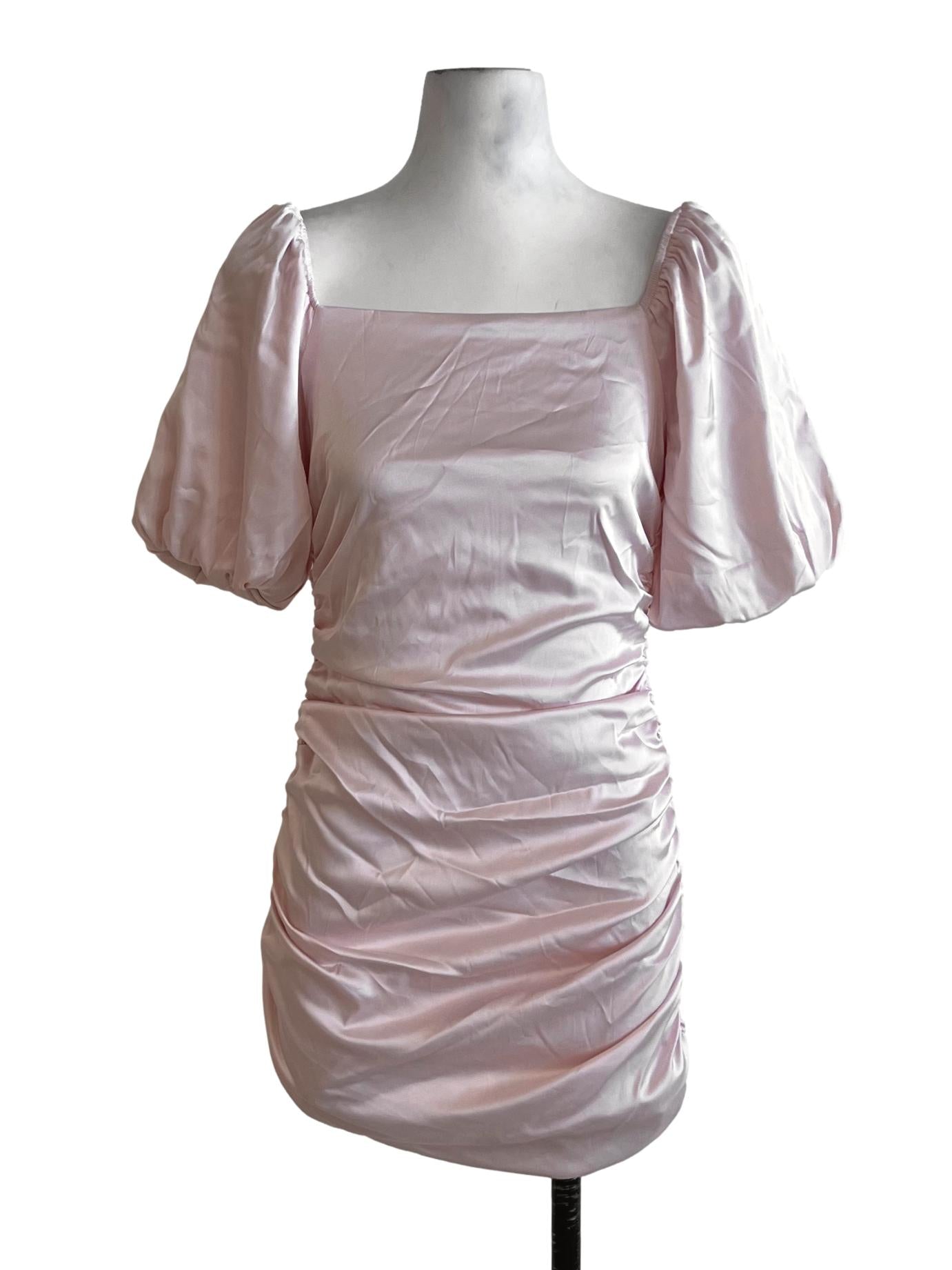 Crepe Pink Square Neckline Empire Dress