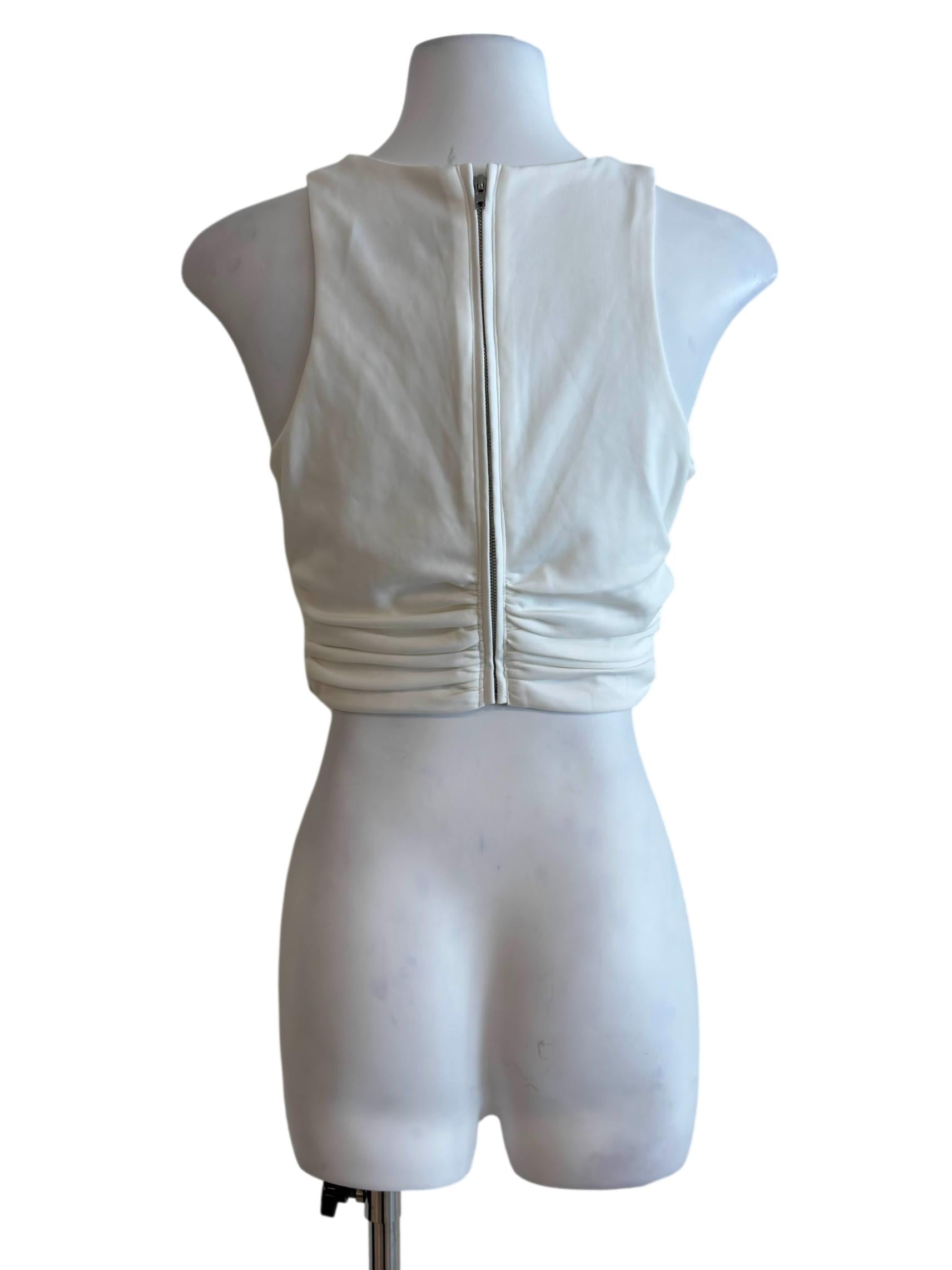 Daisy White Fitted Waist Cropped Top